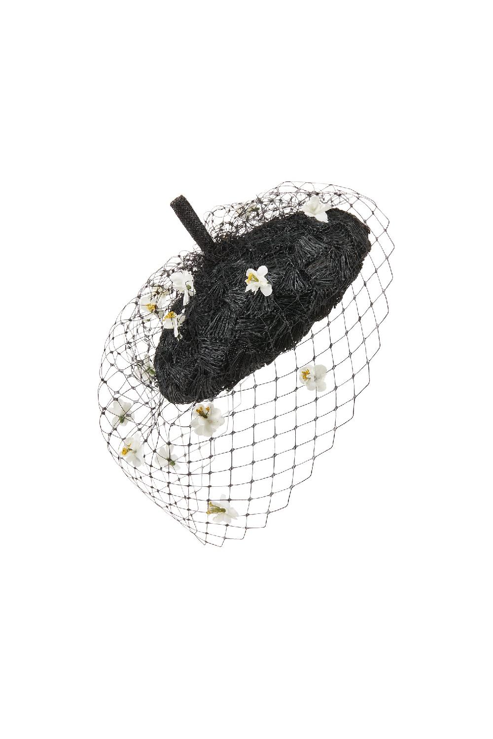 Lock & Co Hatters Chamomile Black Sinamay Beret