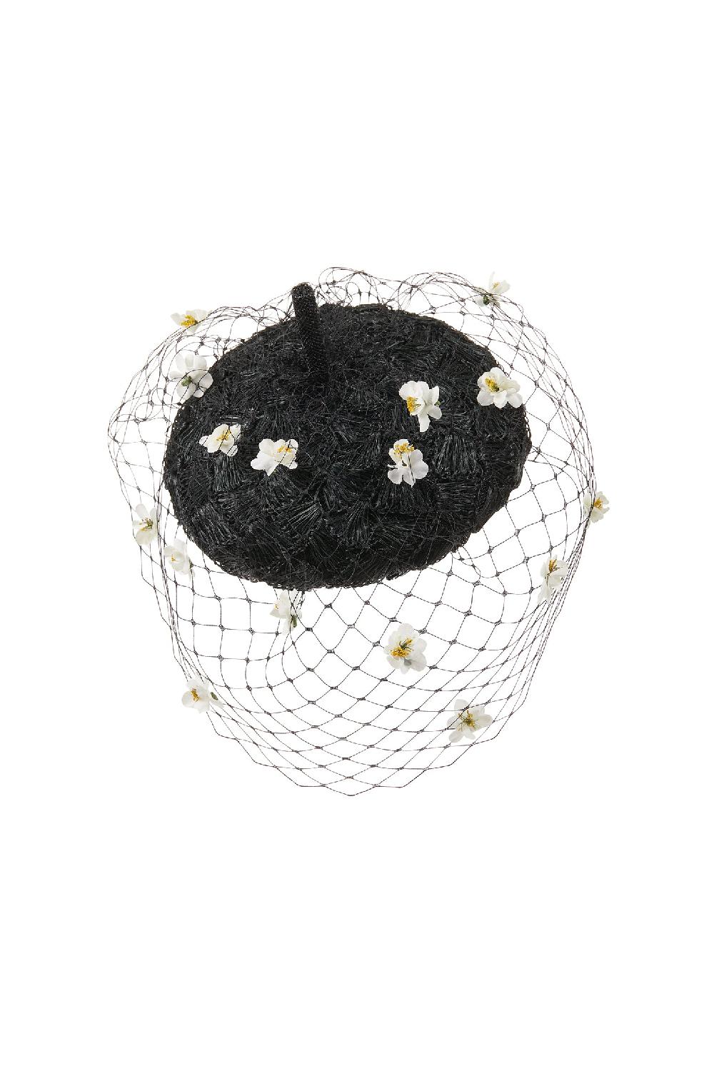 Lock & Co Hatters Chamomile Black Sinamay Beret