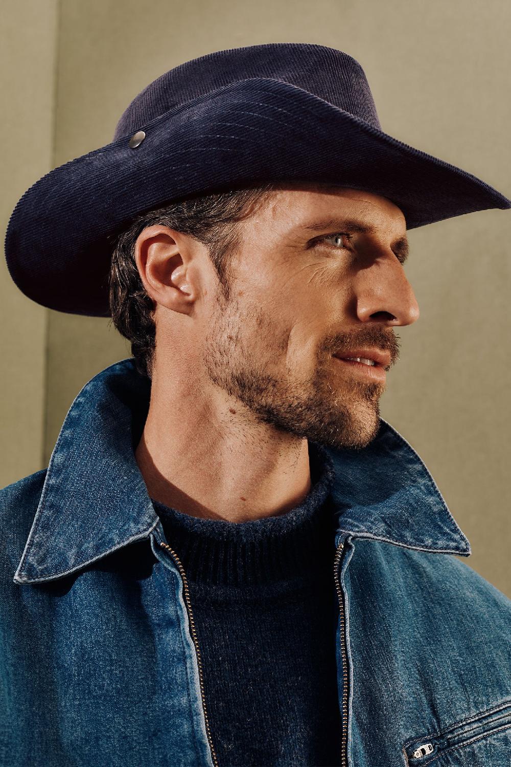 Lock & Co Hatters Dakota Cotton Cord Blue Hat