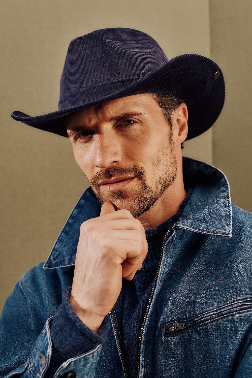 lock & co hatters Dakota Cotton Cord Blue Hat