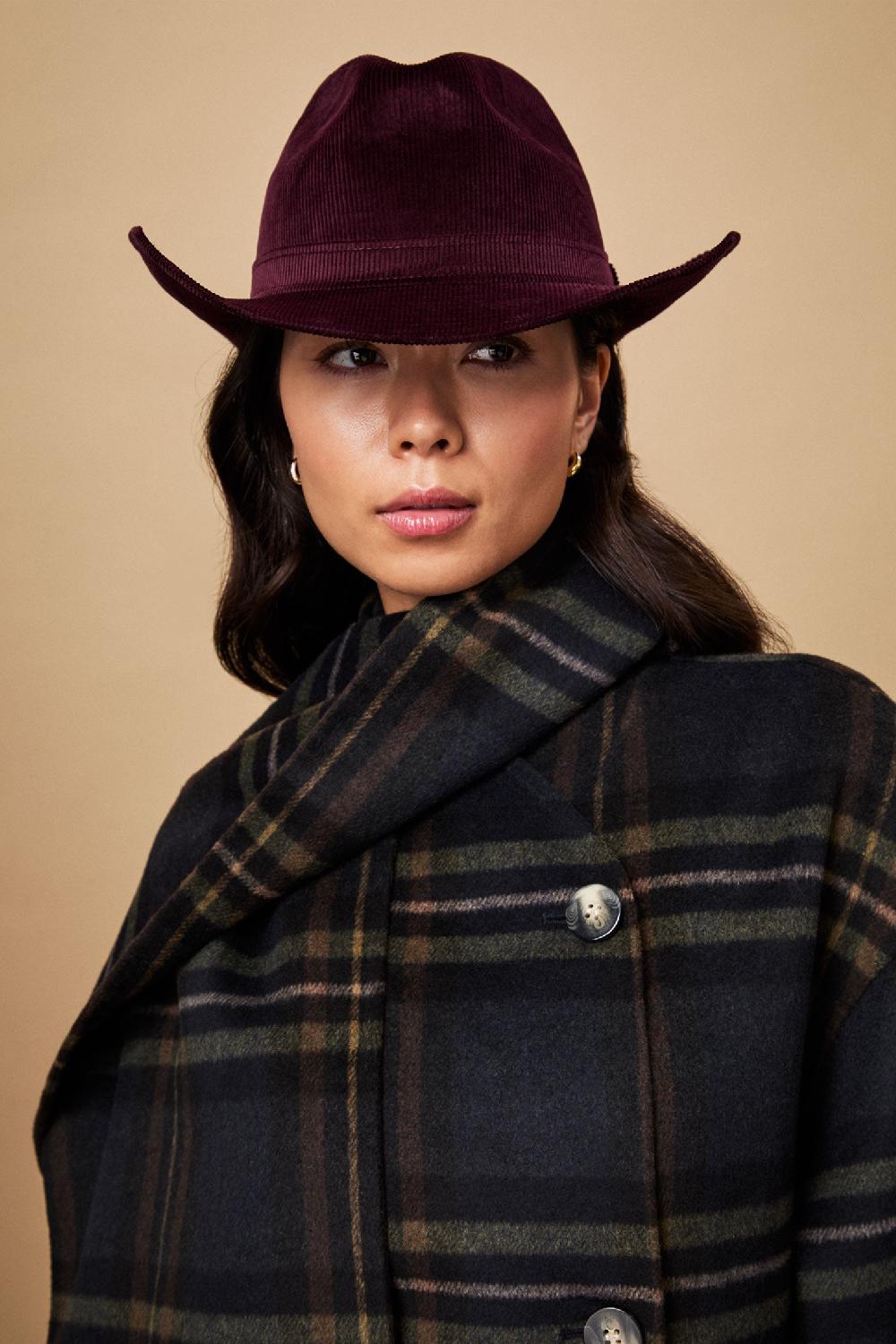 lock & co hatters Dakota Cotton Cord Burgundy Hat