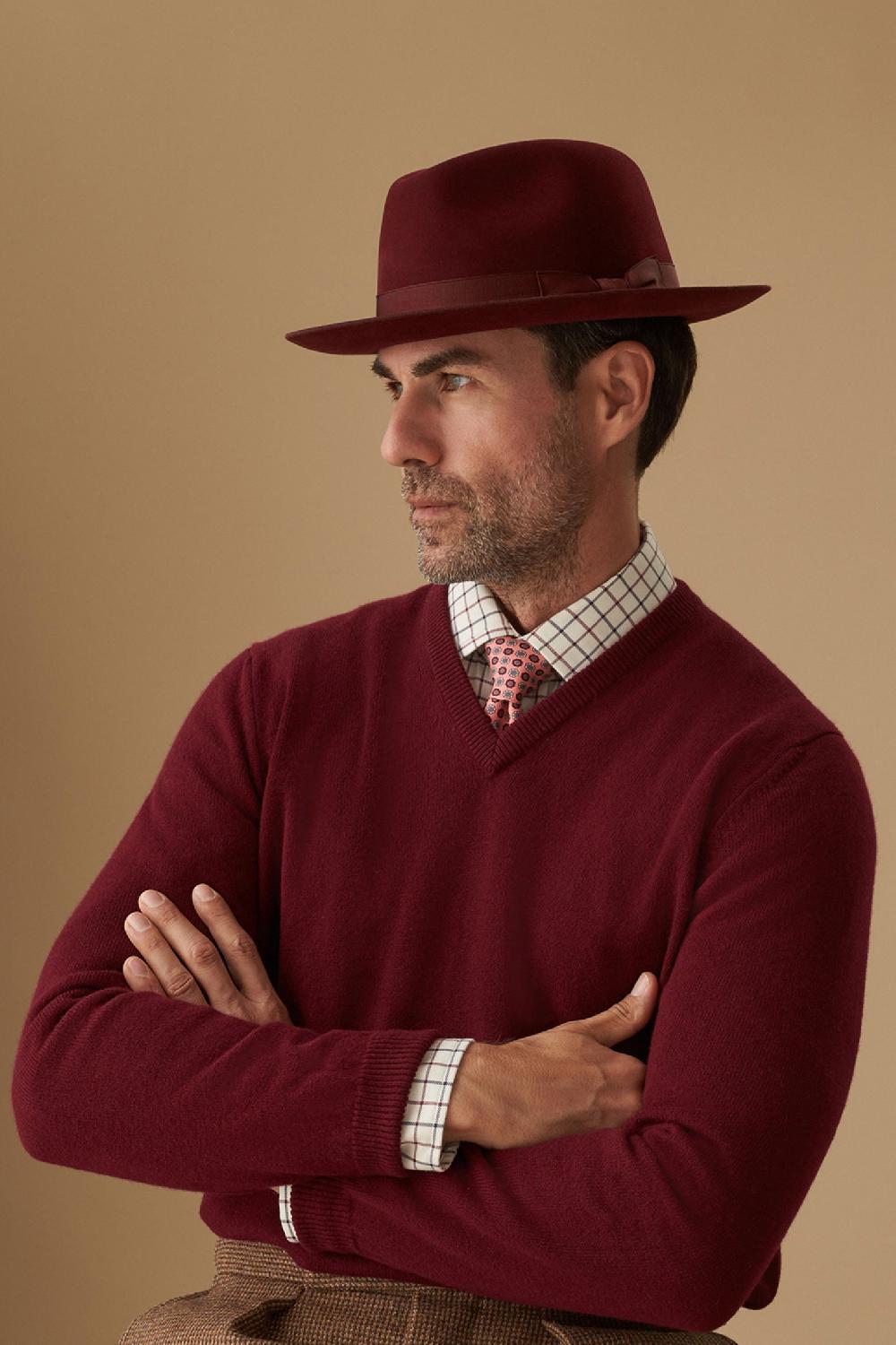 lock & co hatters Fairbanks Burgundy Felt Trilby