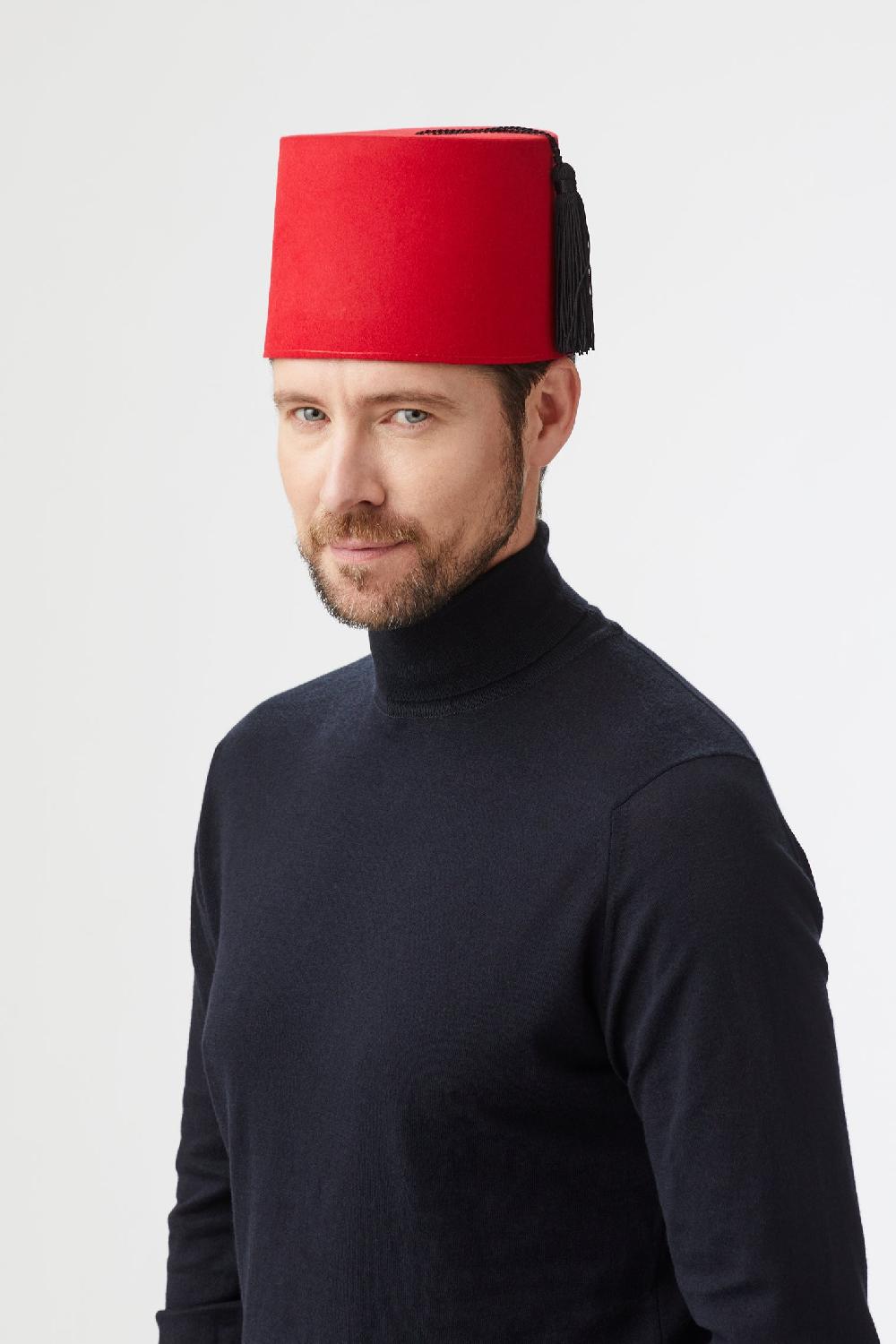 lock & co hatters Fez Hat In a Red Rabbit Fur Felt