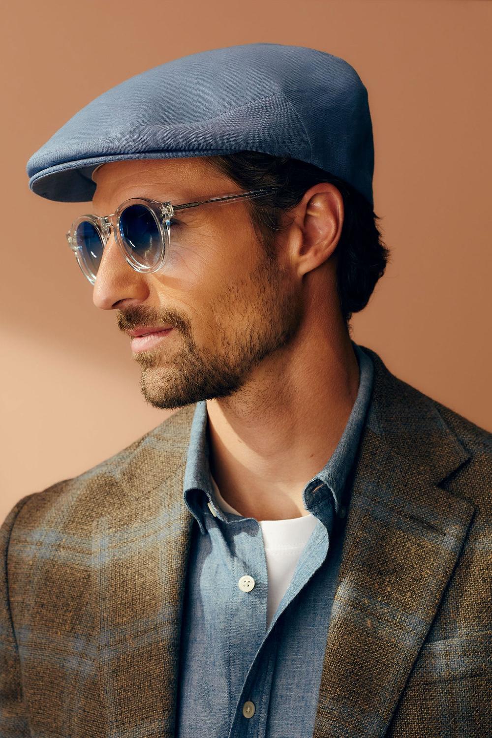 lock & co hatters Gill Blue Flat Cap