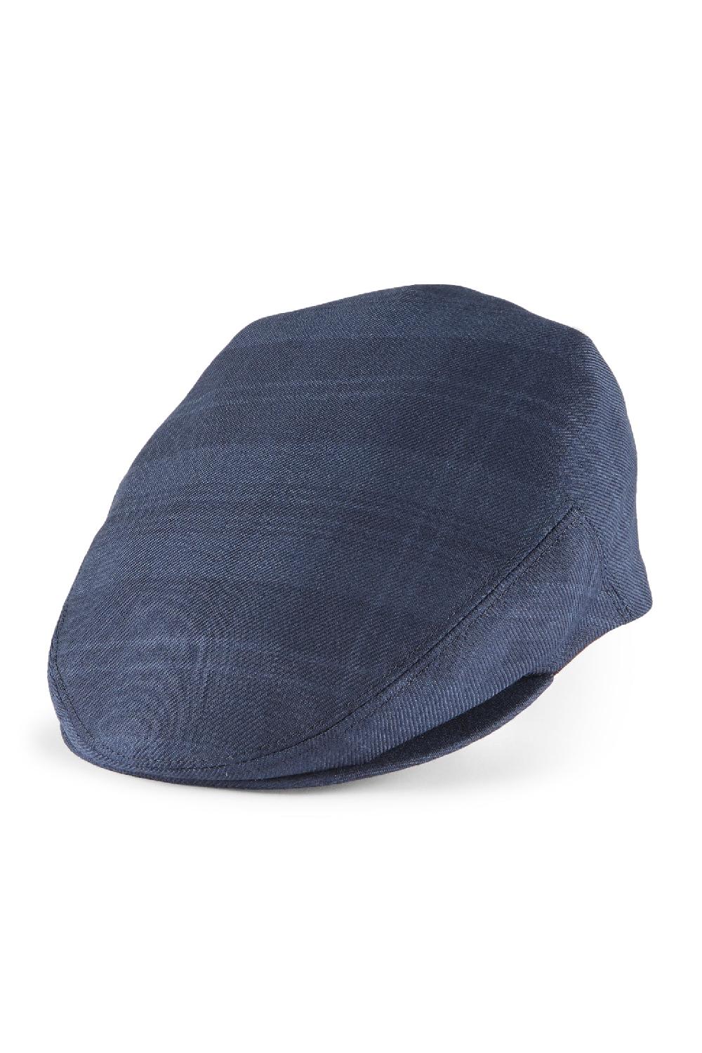 Lock & Co Hatters Gill Navy Wool Check Flat Cap