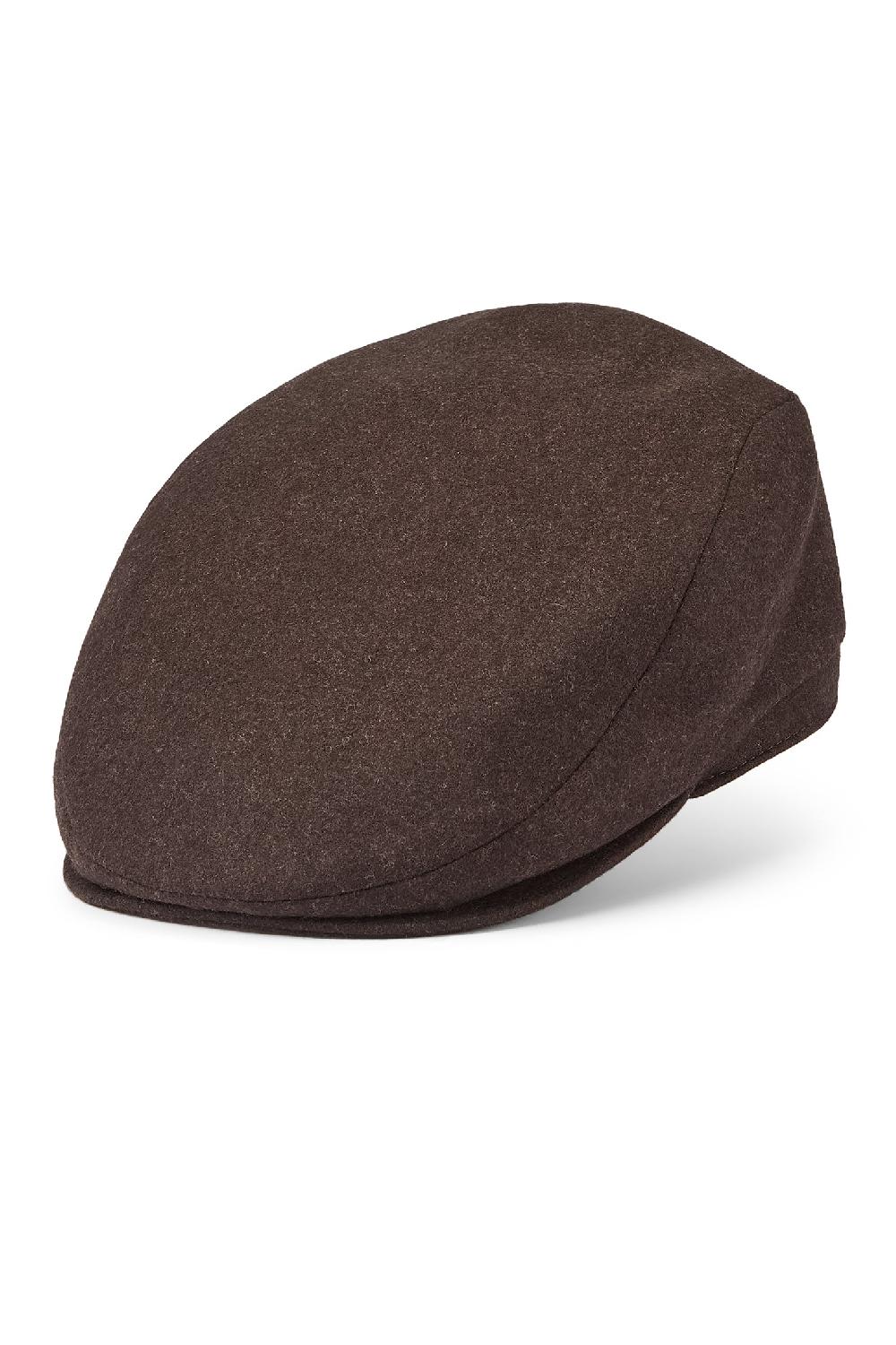 Lock & Co Hatters Grosvenor Dark Brown Wool Flat Cap