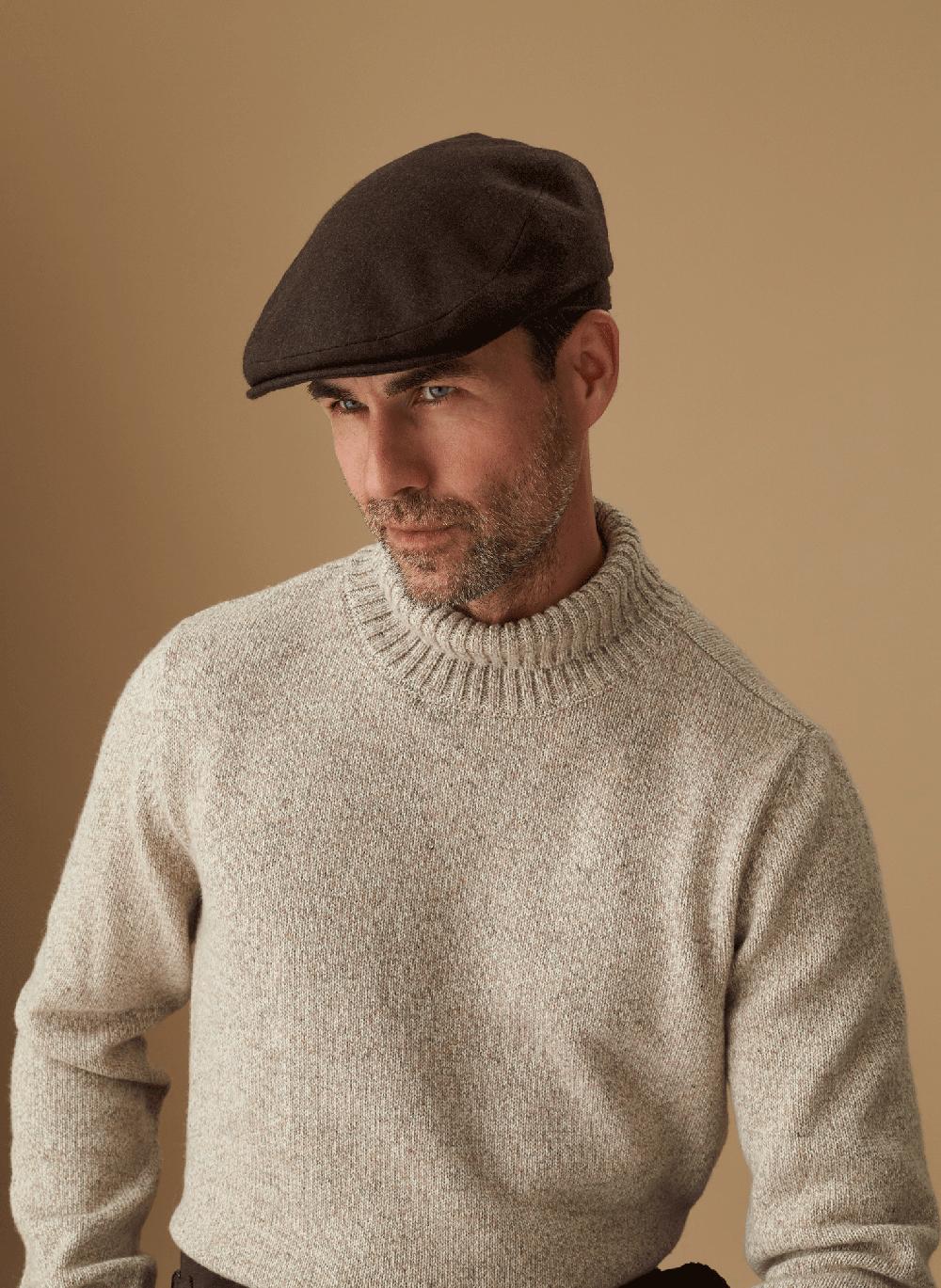 Lock & Co Hatters Grosvenor Dark Brown Wool Flat Cap