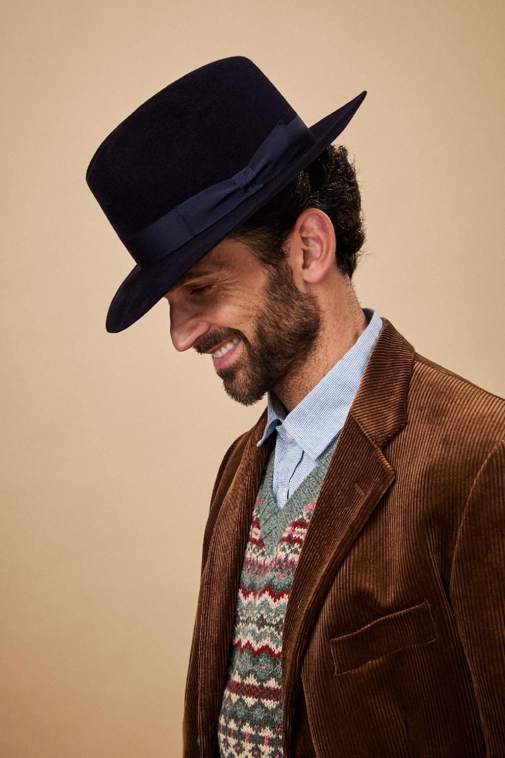 lock & co hatters Haydock Navy Felt Fedora