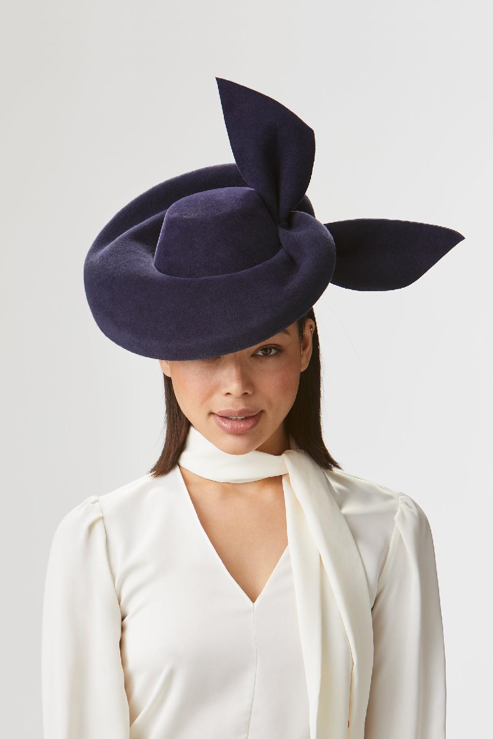 Lock & Co Hatters Hedy Velour Felt Navy Percher Hat