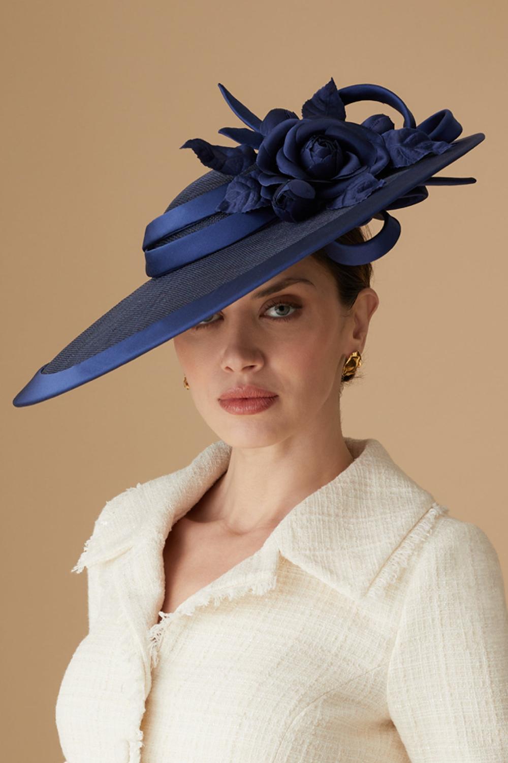 lock & co hatters Jasmine Navy Sinamay Slice Hat