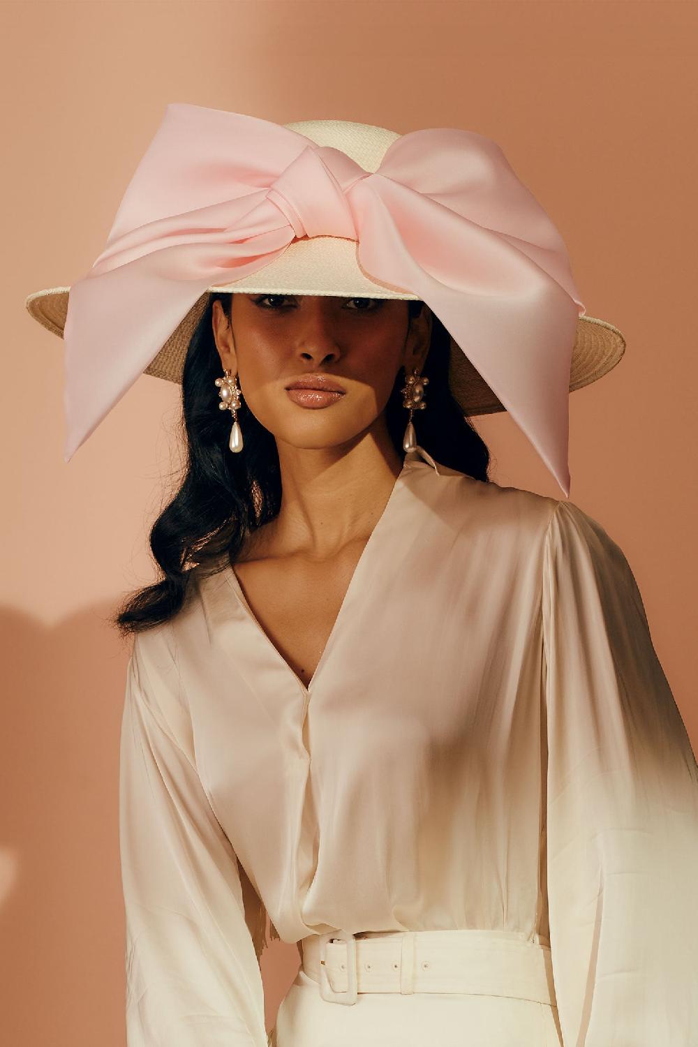 lock & co hatters Libra Ivory and Pink Wide Brim Hat