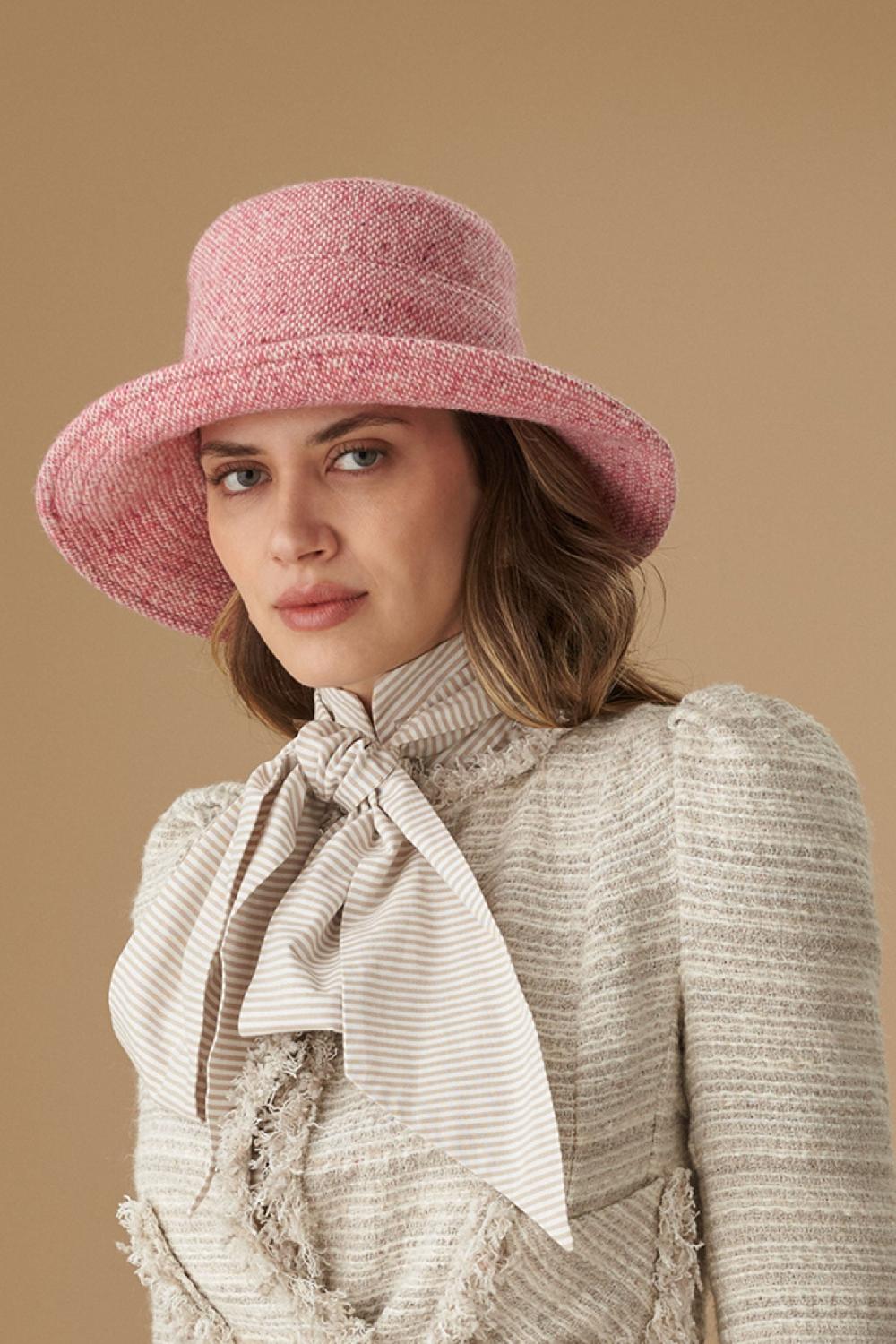 lock & co hatters Margot Pink Wool Tweed Hat