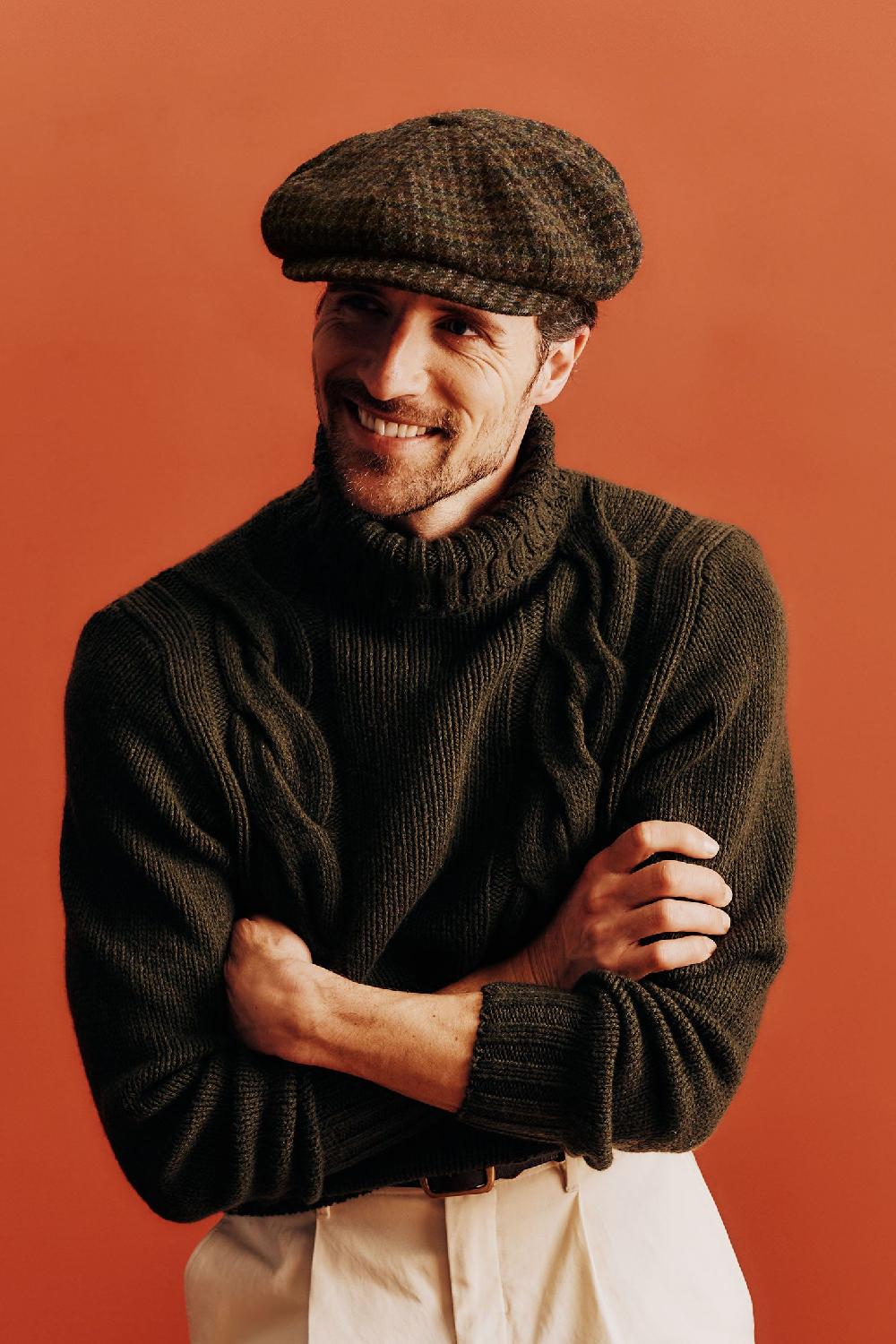 lock & co hatters Muirfield Green Tweed Bakerboy Cap