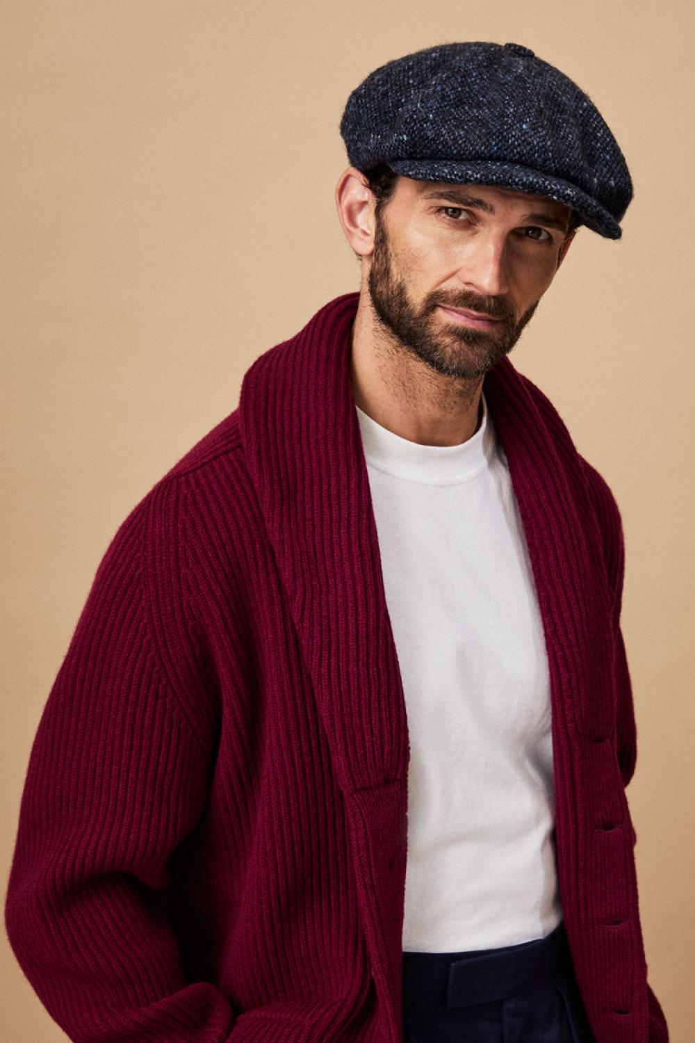 lock & co hatters Muirfield Navy Tweed Bakerboy Cap