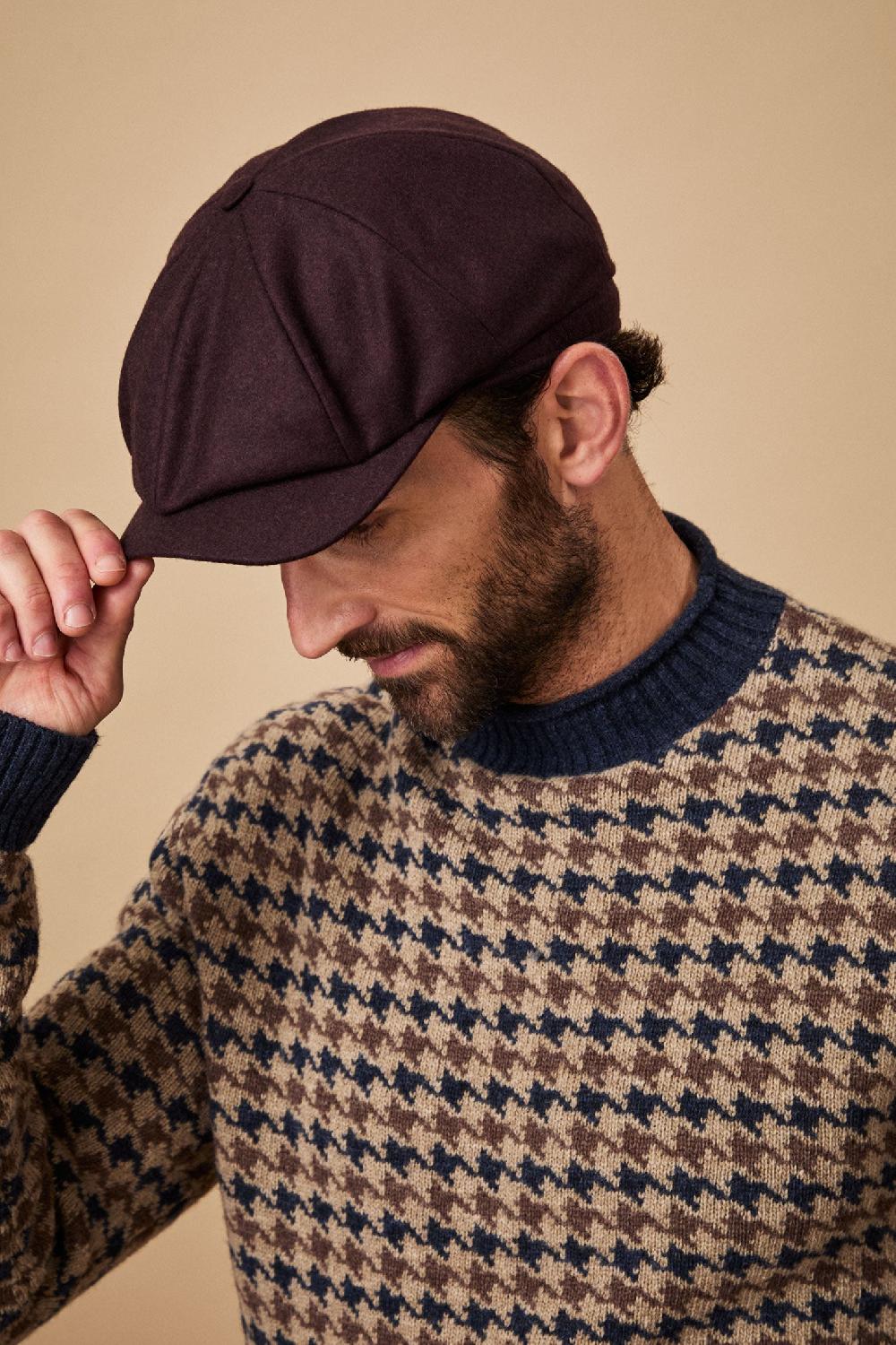 lock & co hatters Newsboy Aubergine Wool Cap