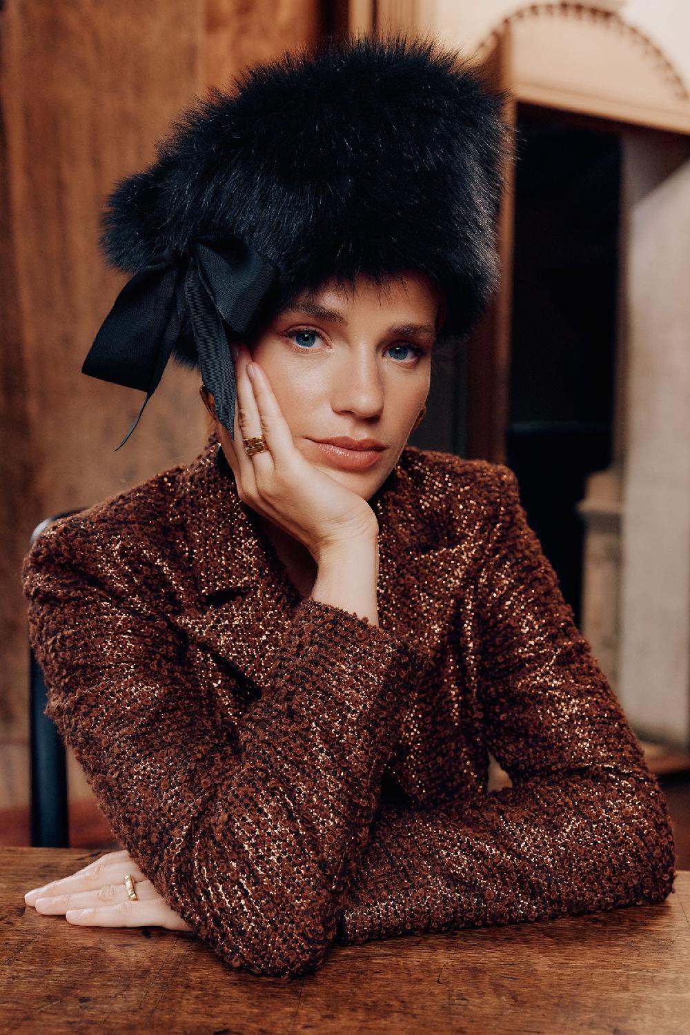 lock & co hatters Portia Black Shearling Winter Hat