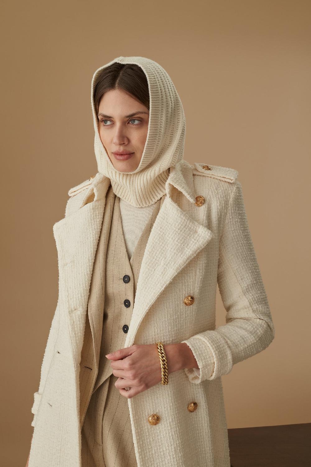 Lock & Co Hatters Ribbed Hood In Cream Cashmere
