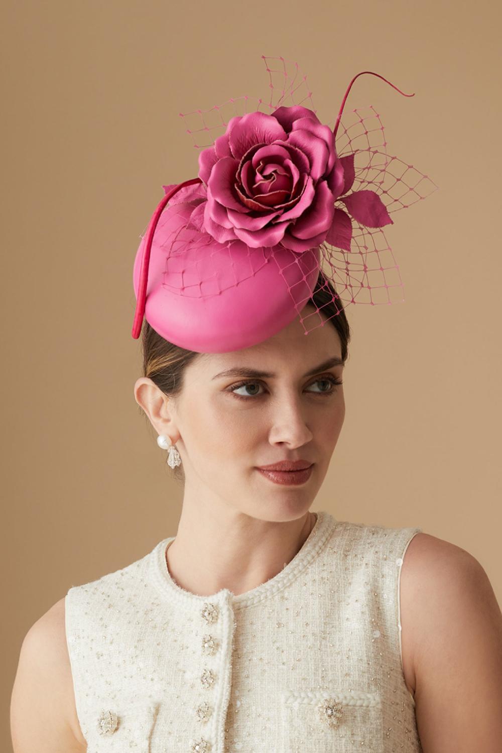 lock & co hatters Rose Bud Pink Leather Percher Hat
