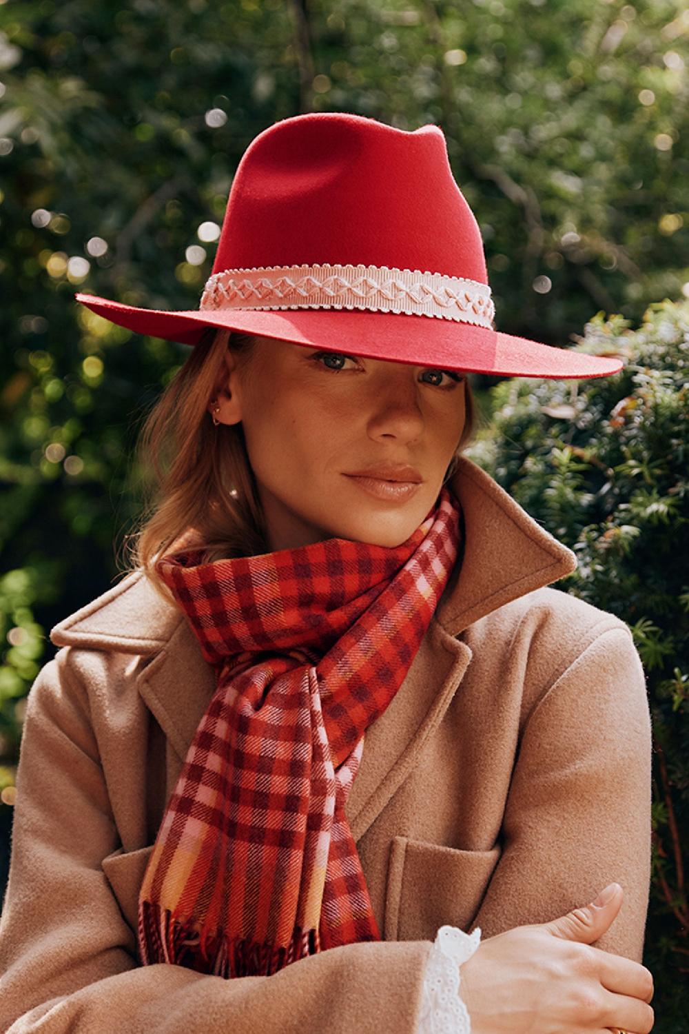 lock & co hatters Scarlett Wide Brim Red Fedora Hat