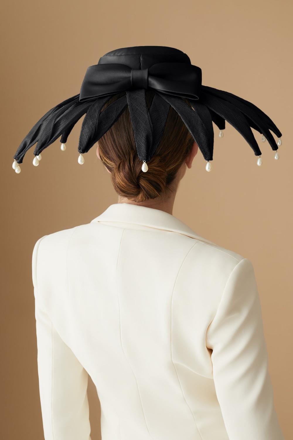 Lock & Co Hatters Sencha Black Satin Wide Brim Hat