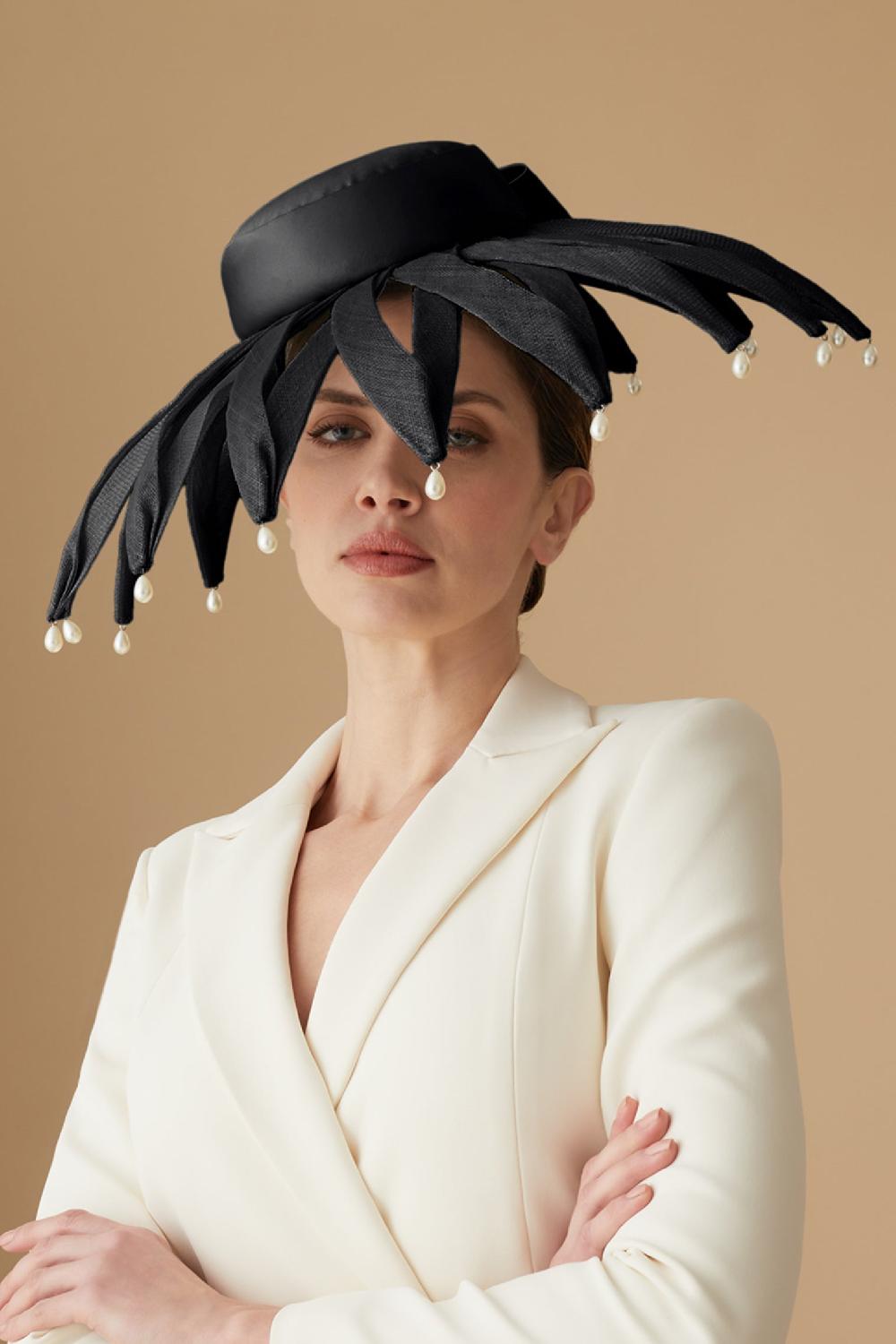 lock & co hatters Sencha Black Satin Wide Brim Hat