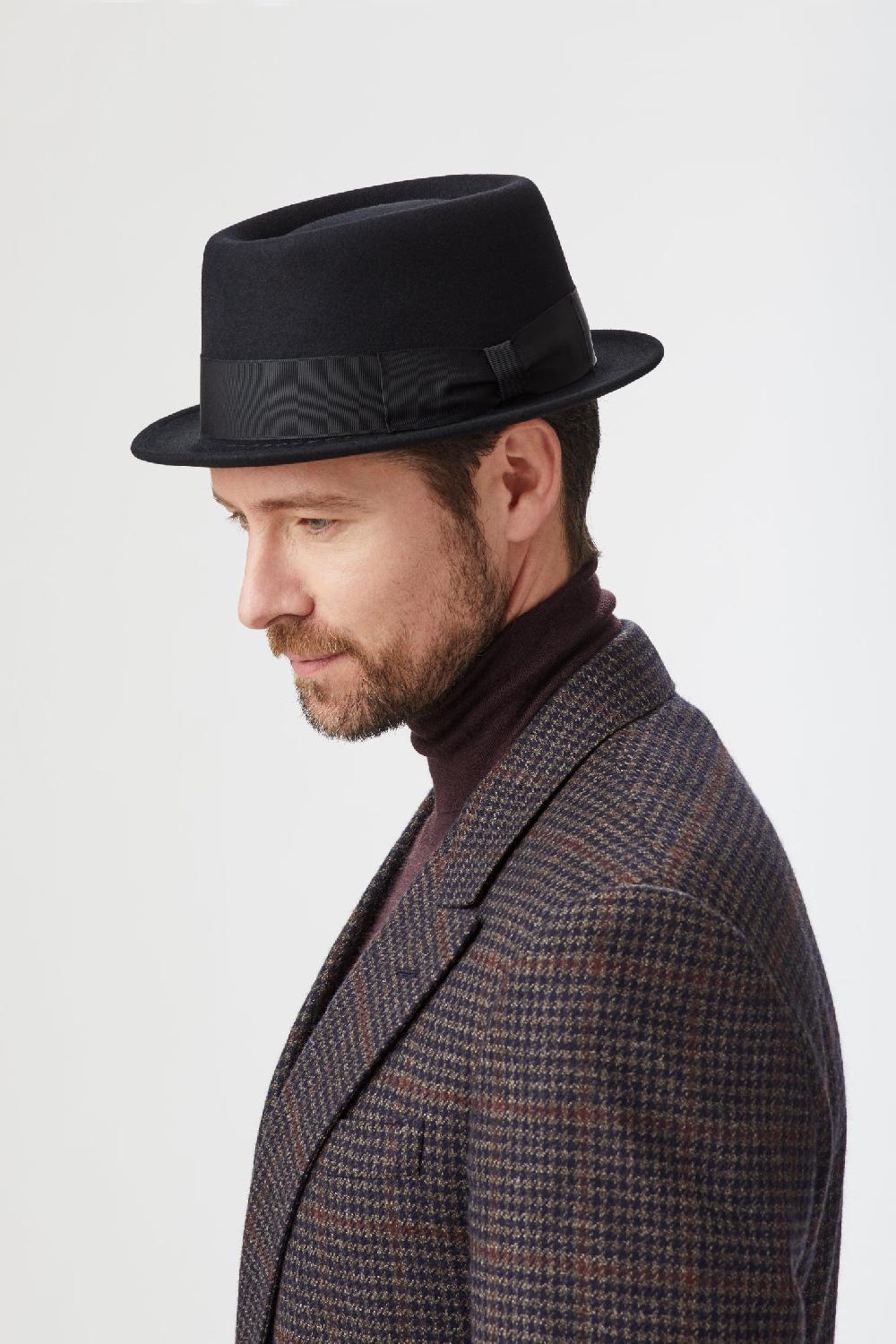 lock & co hatters Sinatra Porkpie Black Felt Hat
