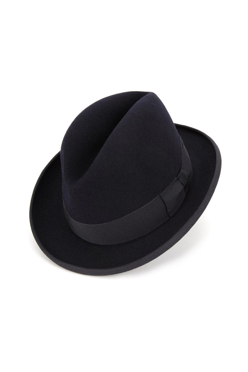 Lock & Co Hatters Supreme Navy Felt Homburg Hat