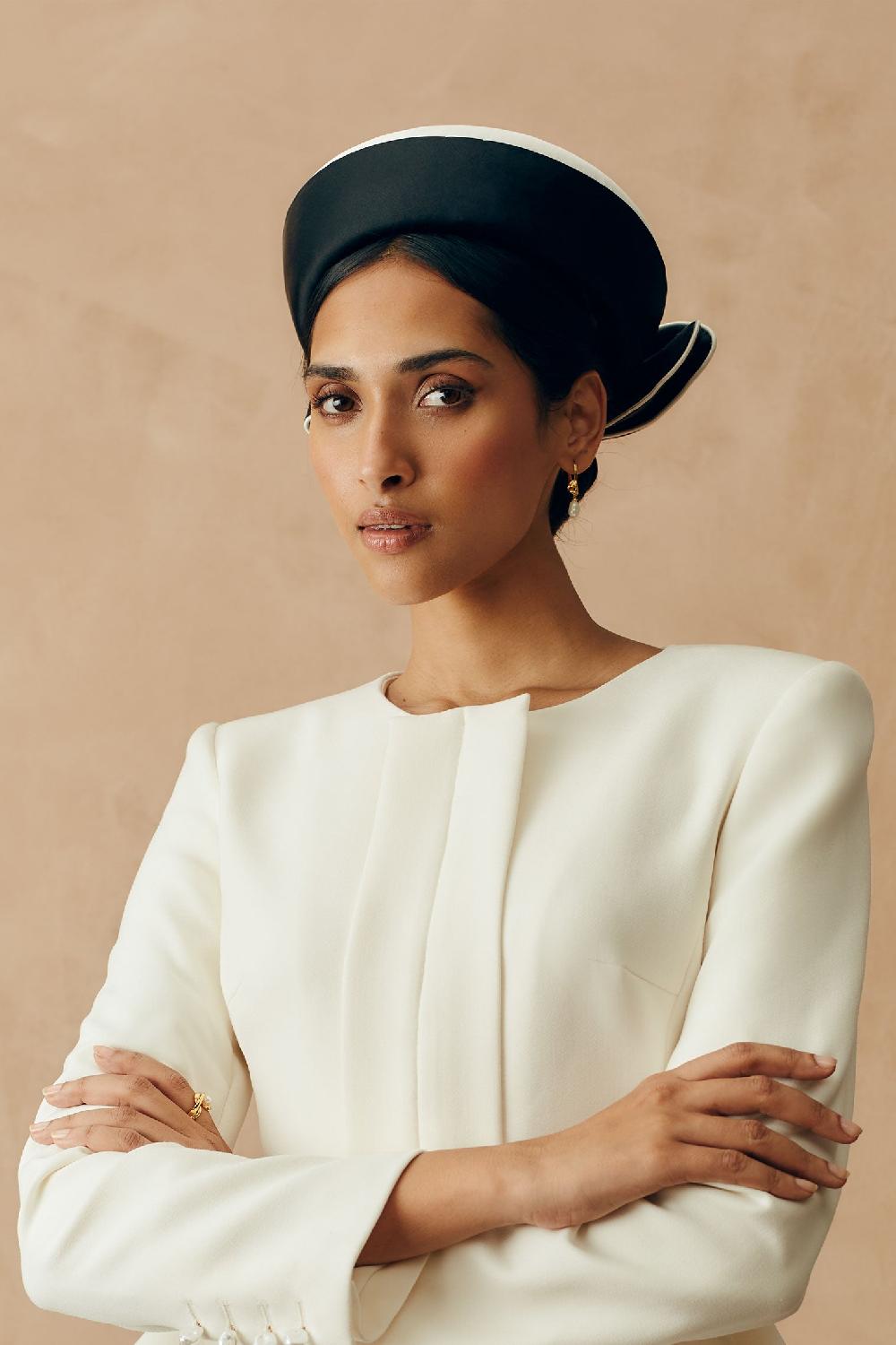 lock & co hatters Taurus Black and White Pillbox