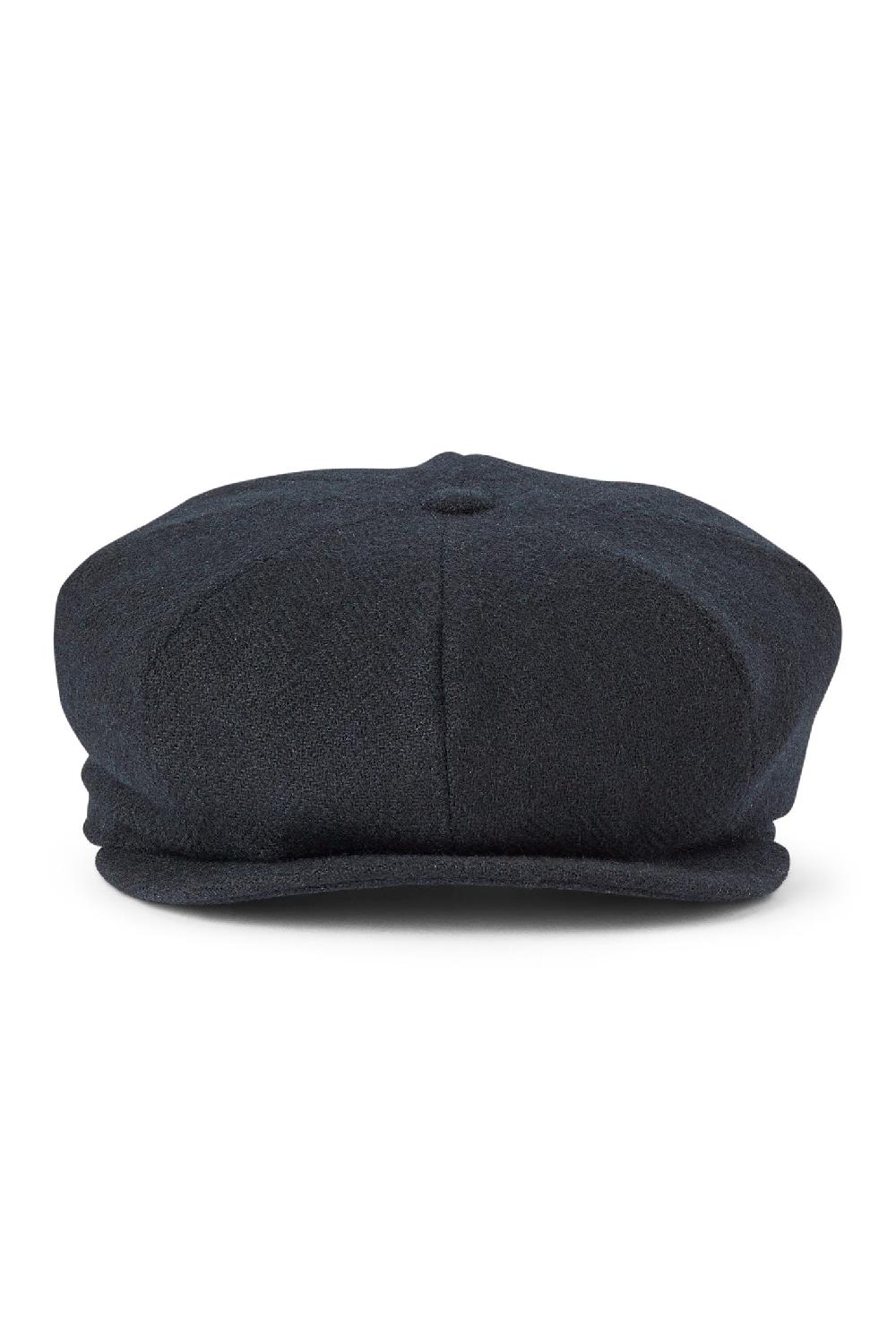 Lock & Co Hatters Tremelo Black Wool Bakerboy Cap