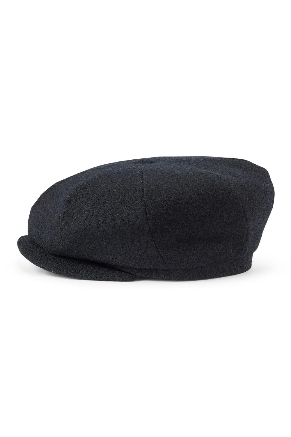 Lock & Co Hatters Tremelo Black Wool Bakerboy Cap