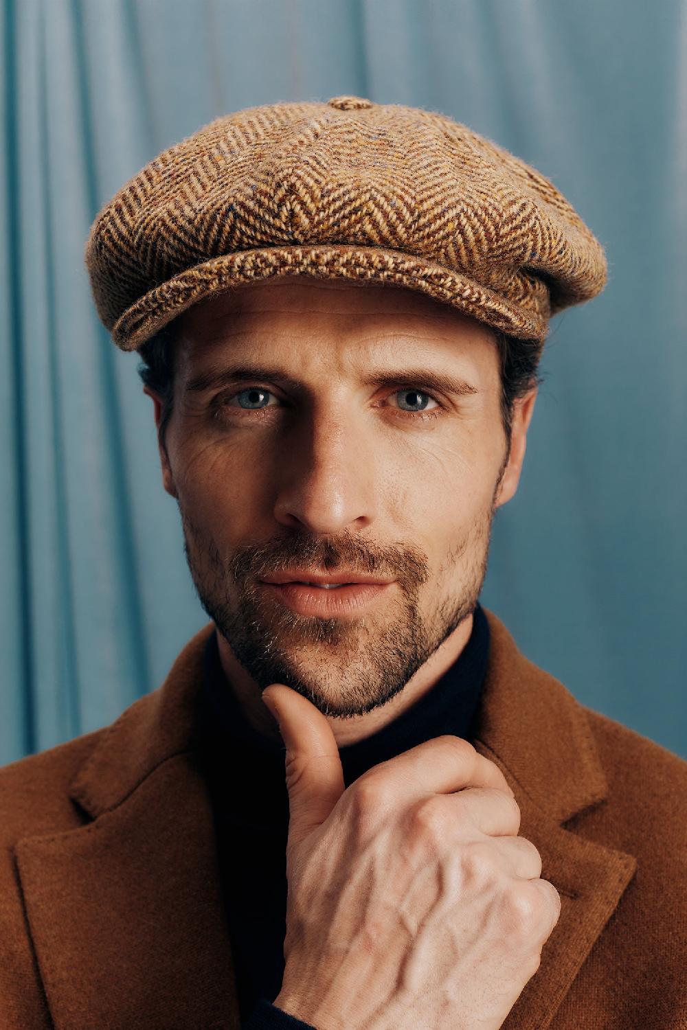 lock & co hatters Tremelo Brown Wool Herringbone Cap