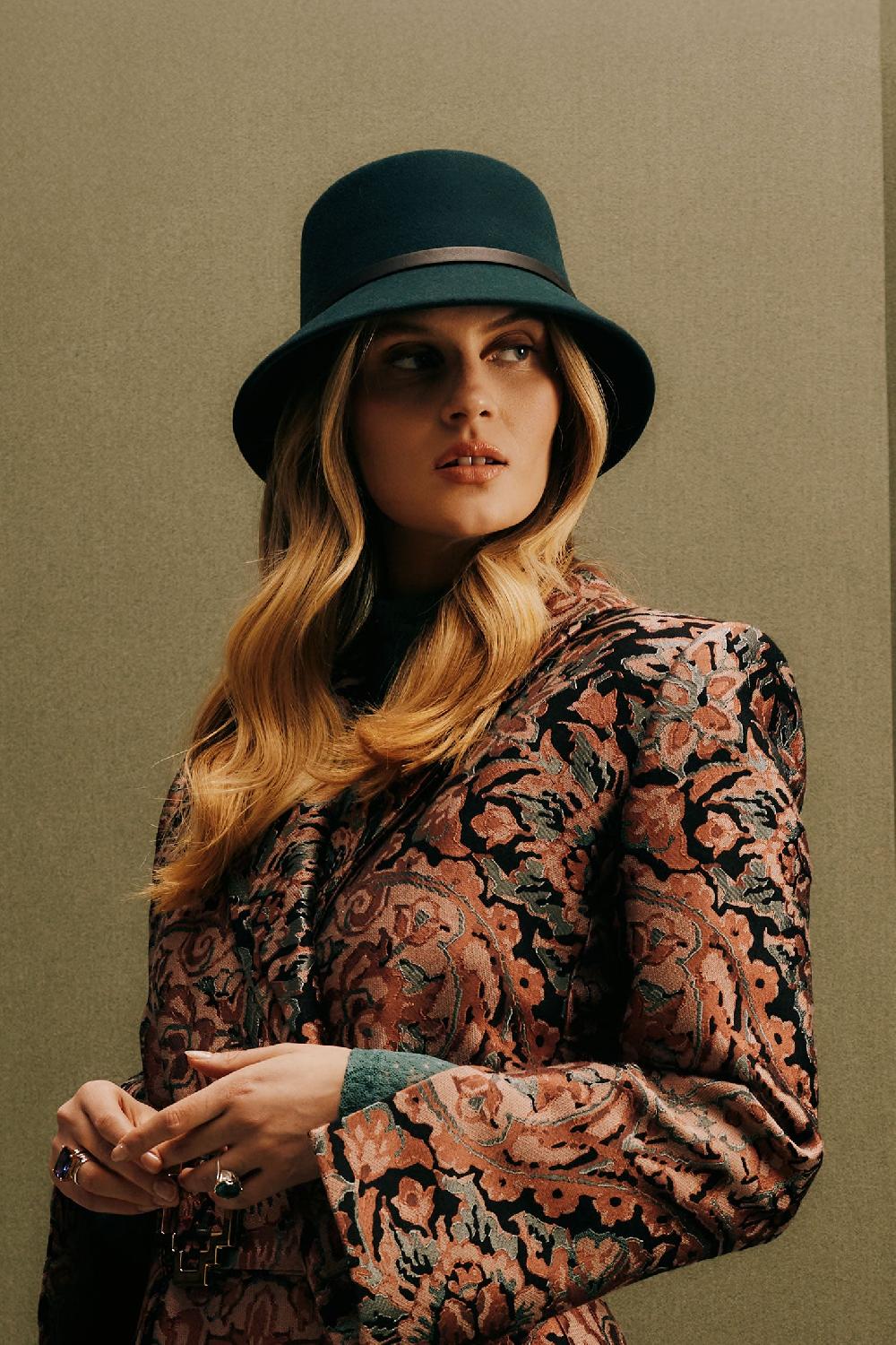 lock & co hatters Wilma Green Felt Bucket Hat