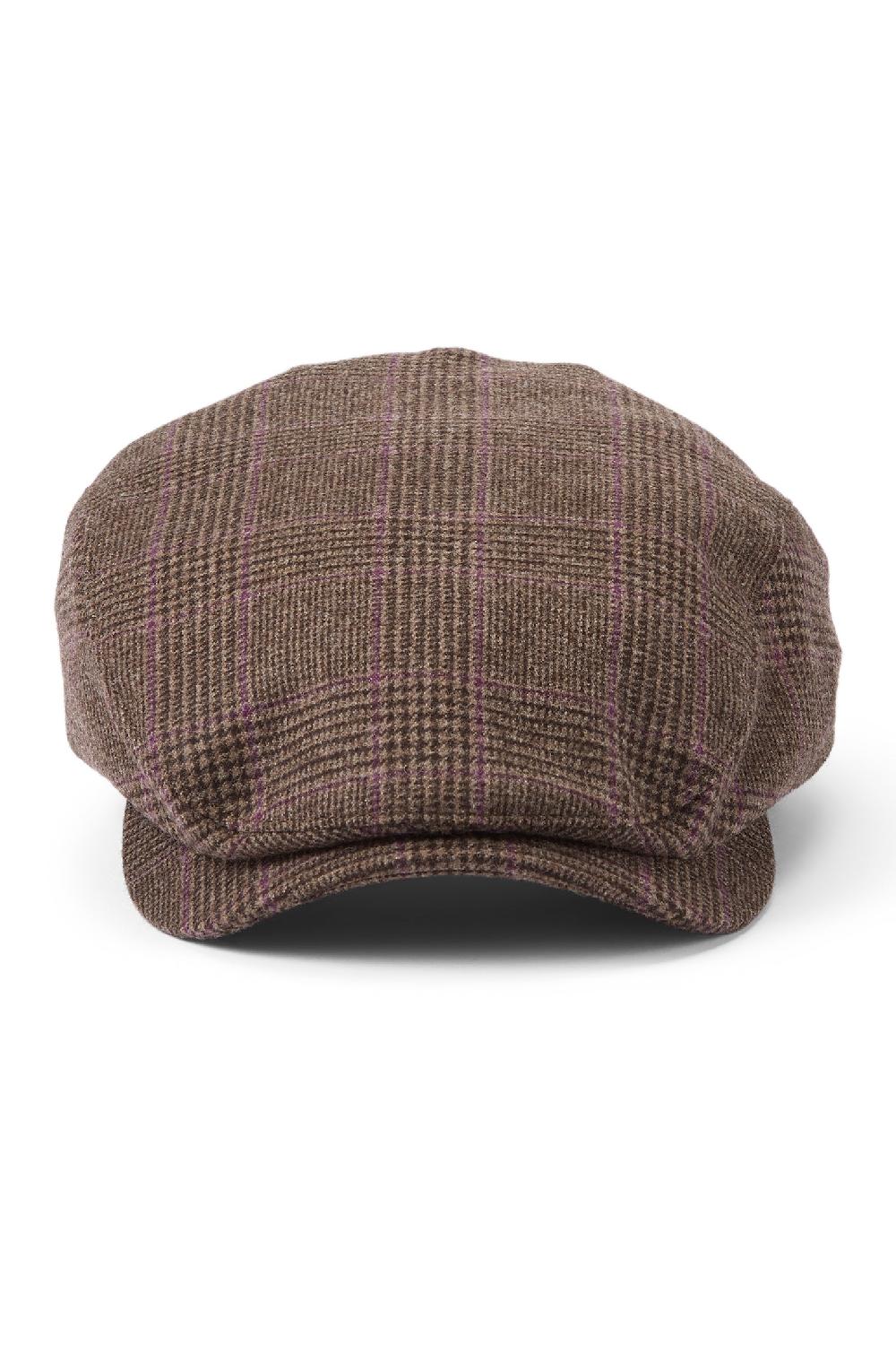 Lock & Co Hatters Lynton Brown Glen Check Escorial Wool Flat Cap
