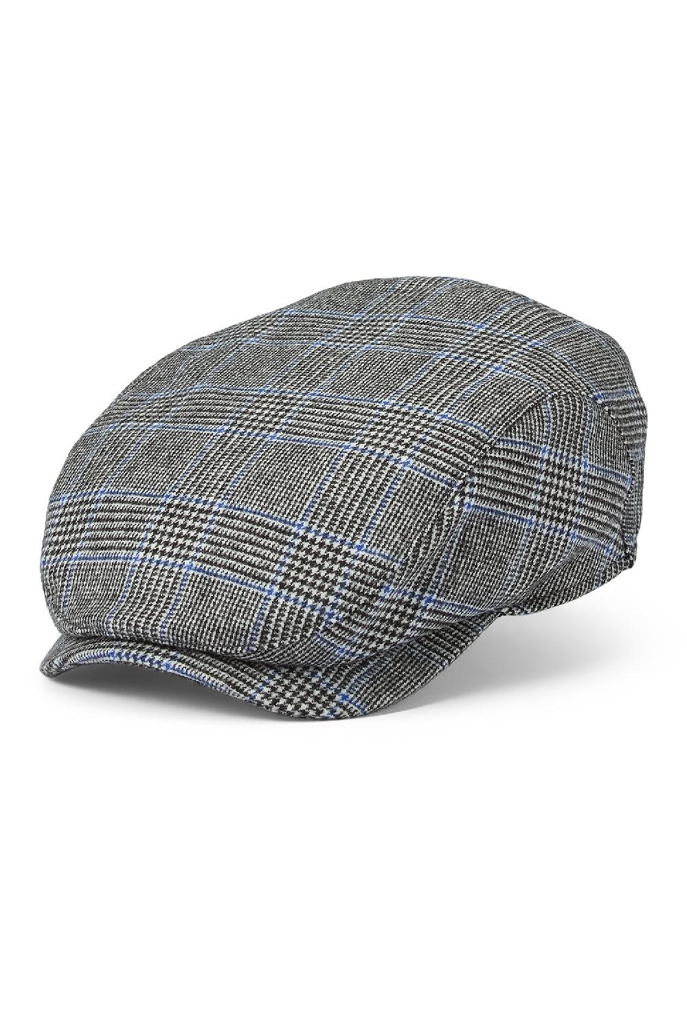 Lock & Co Hatters Lynton Glen Grey Check Wool Flat Cap