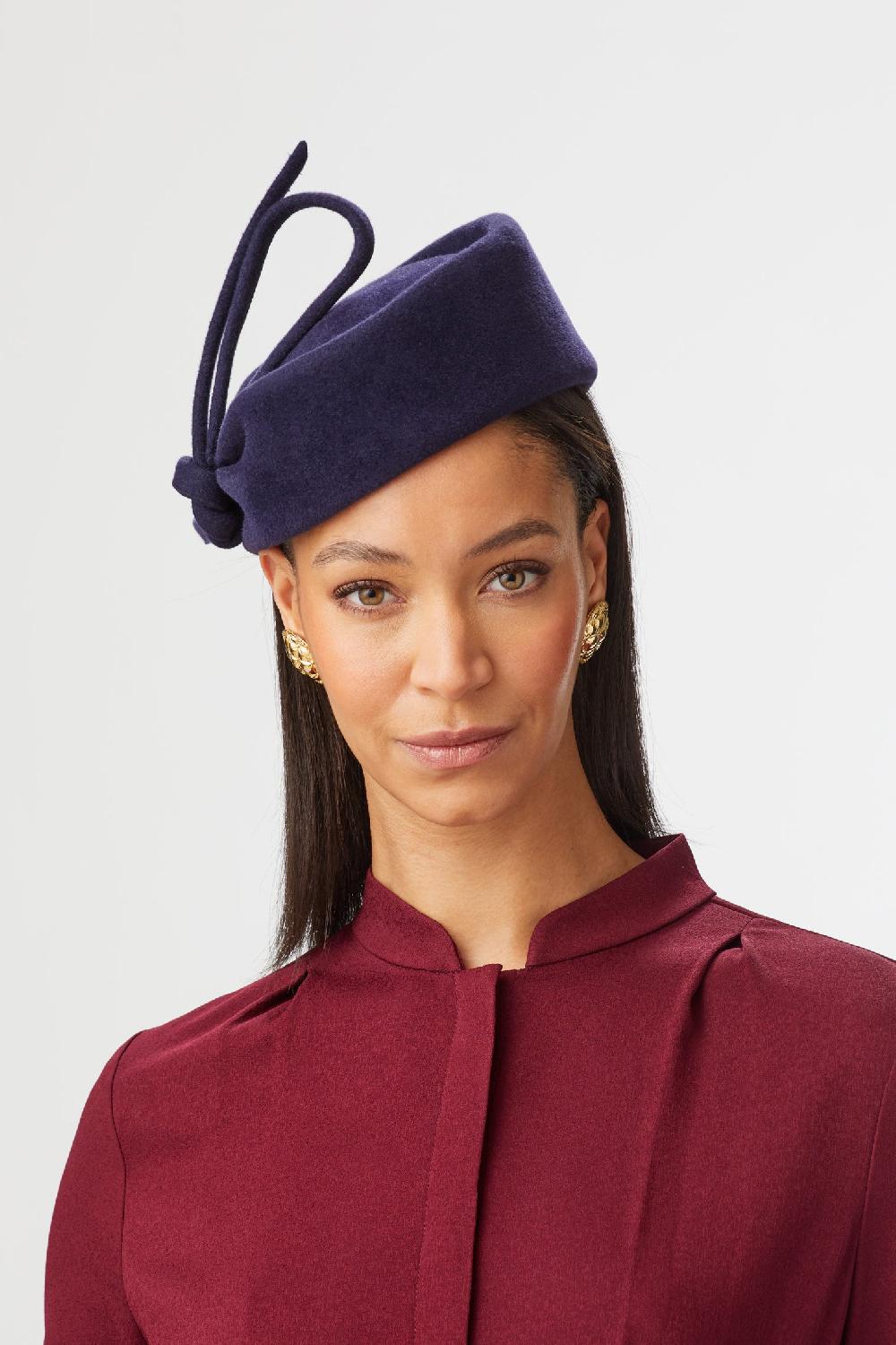 lock & co hatters Mayfair Velour Felt Navy Pillbox Hat