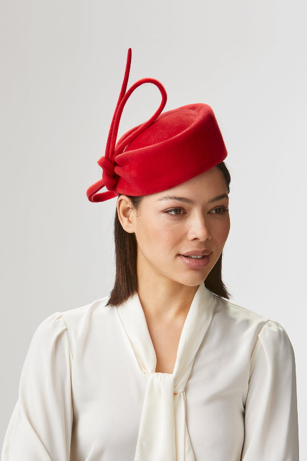 Lock & Co Hatters Mayfair Velour Felt Red Pillbox Hat