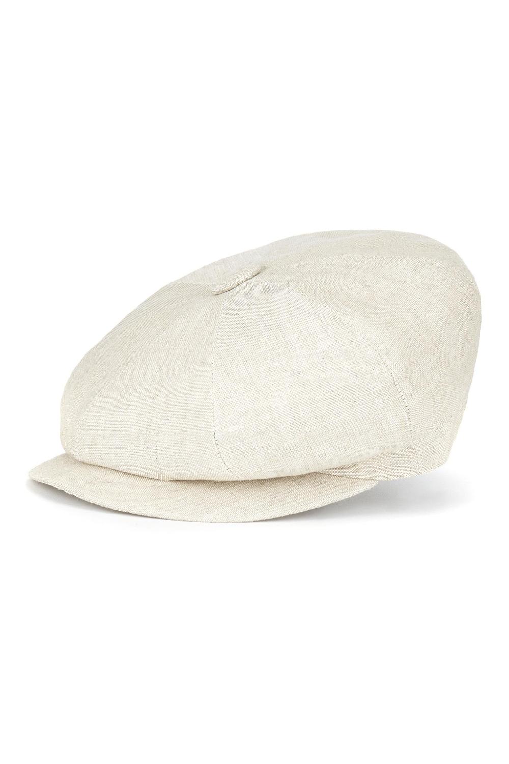Lock & Co Hatters Muirfield Bakerboy Cap In Beige Linen