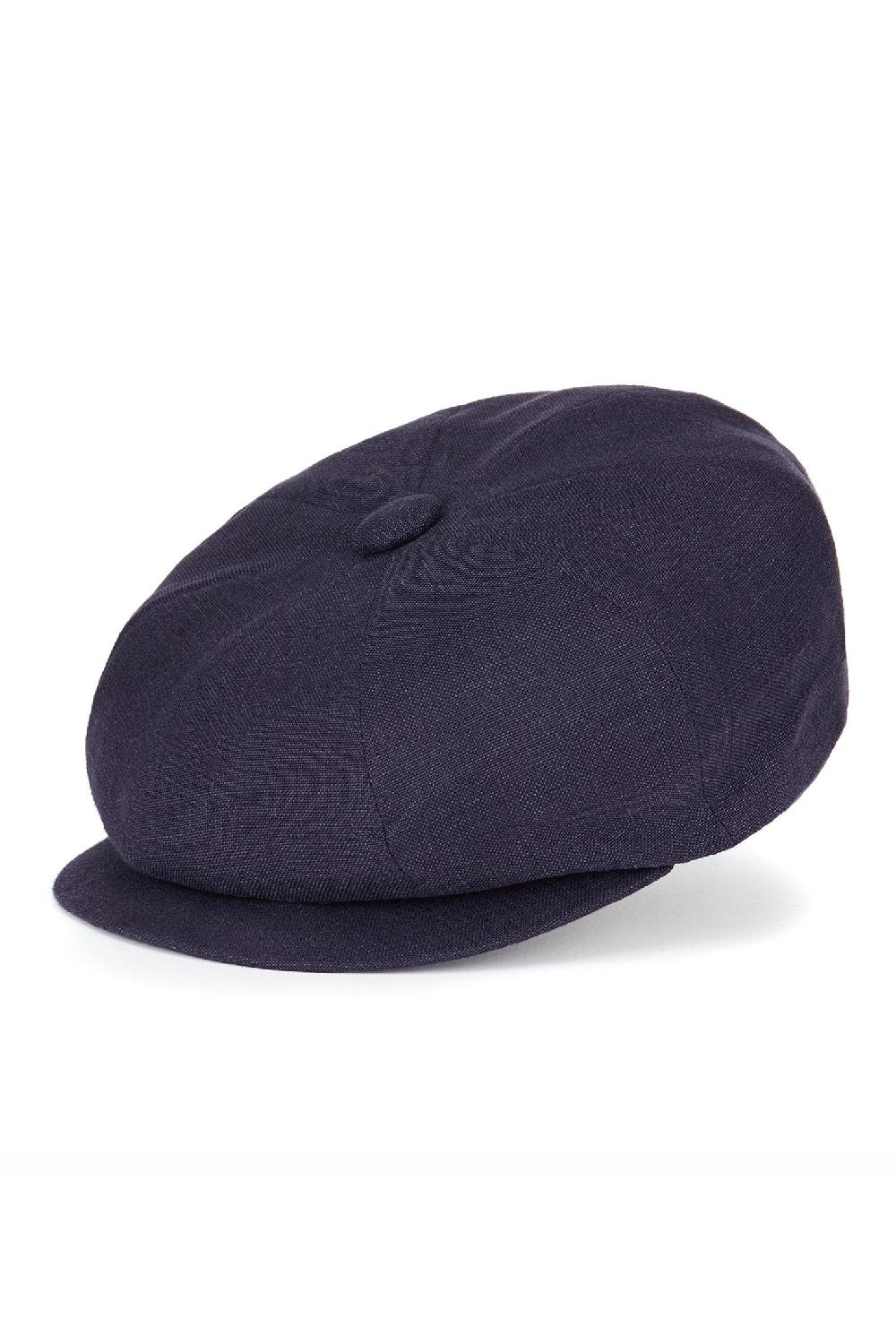 Lock & Co Hatters Muirfield Bakerboy Cap In Navy Linen