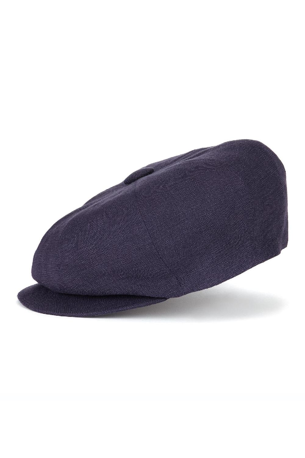 Lock & Co Hatters Muirfield Bakerboy Cap In Navy Linen