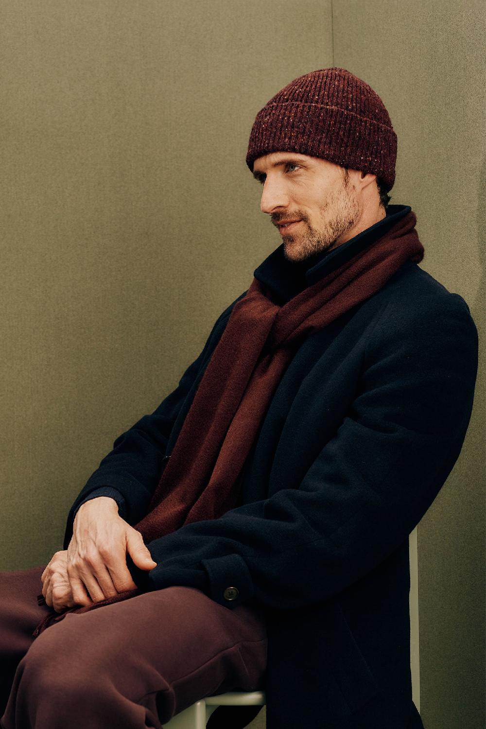 Lock & Co Hatters Patrick Donegal Burgundy Wool Beanie