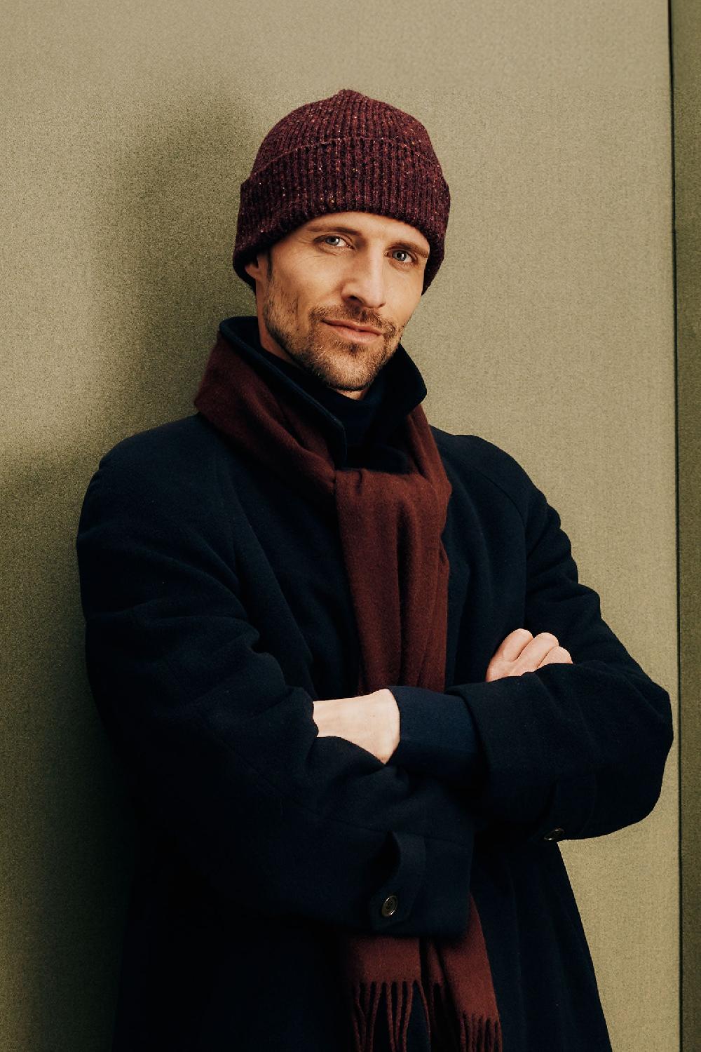 lock & co hatters Patrick Donegal Burgundy Wool Beanie