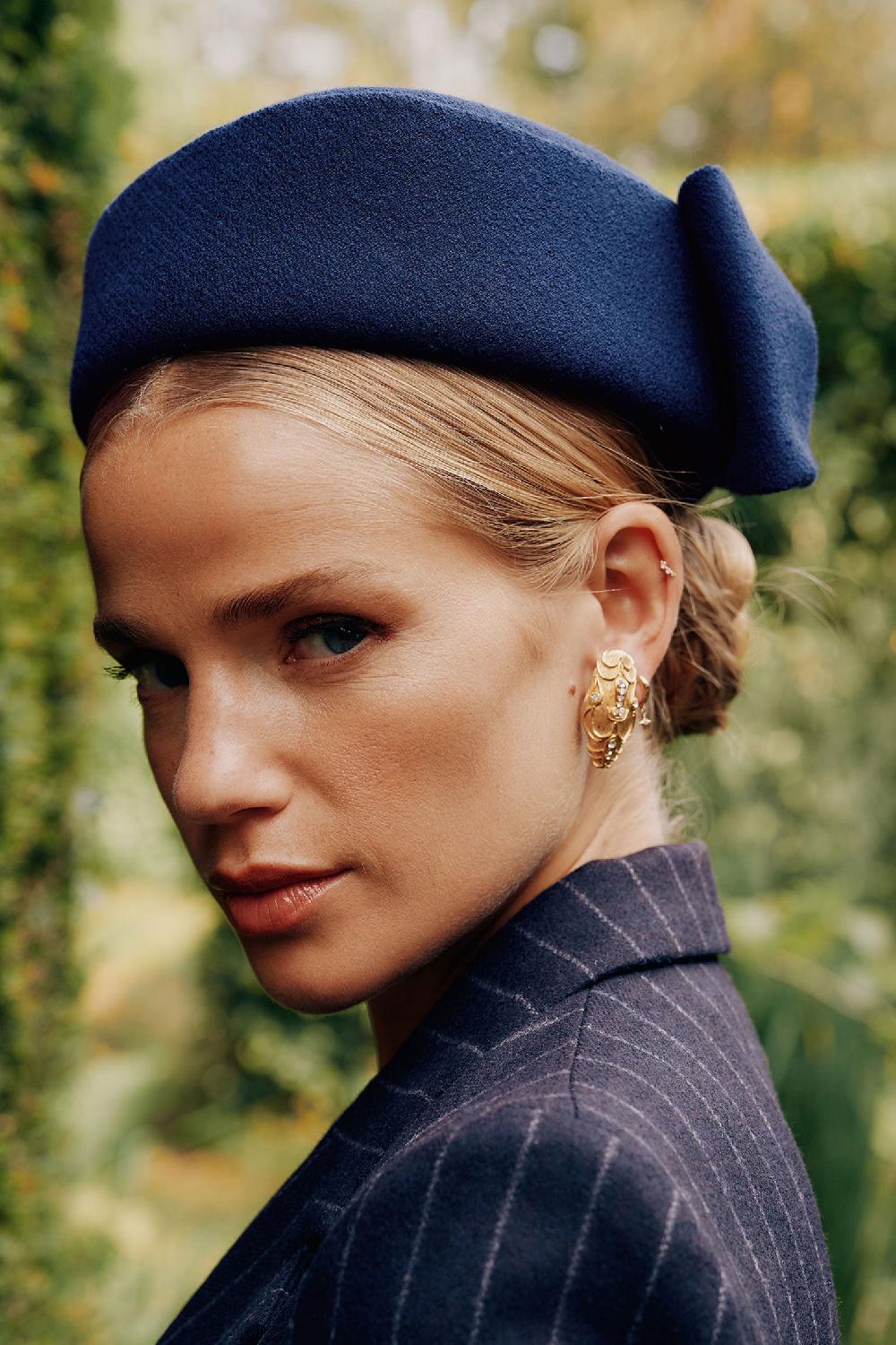 lock & co hatters Perdita Navy Wool Crepe Pillbox Hat