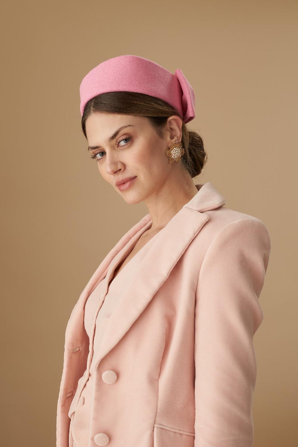 lock & co hatters Perdita Pink Wool Crepe Pillbox Hat