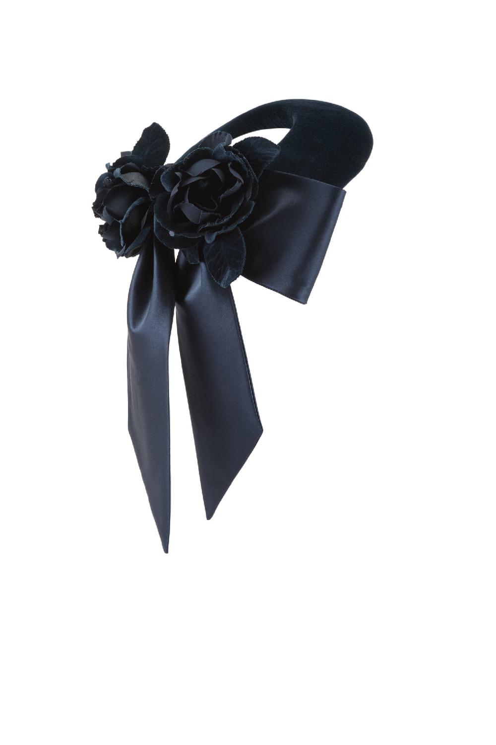 Lock & Co Hatters Rialto Halo Velvet & Satin Navy Pillbox