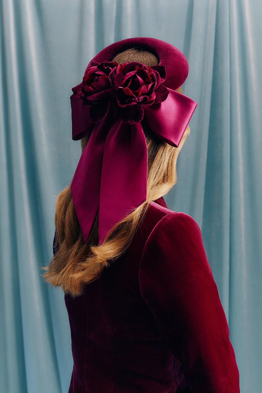 Lock & Co Hatters Rialto Halo Velvet & Satin Purple Pillbox