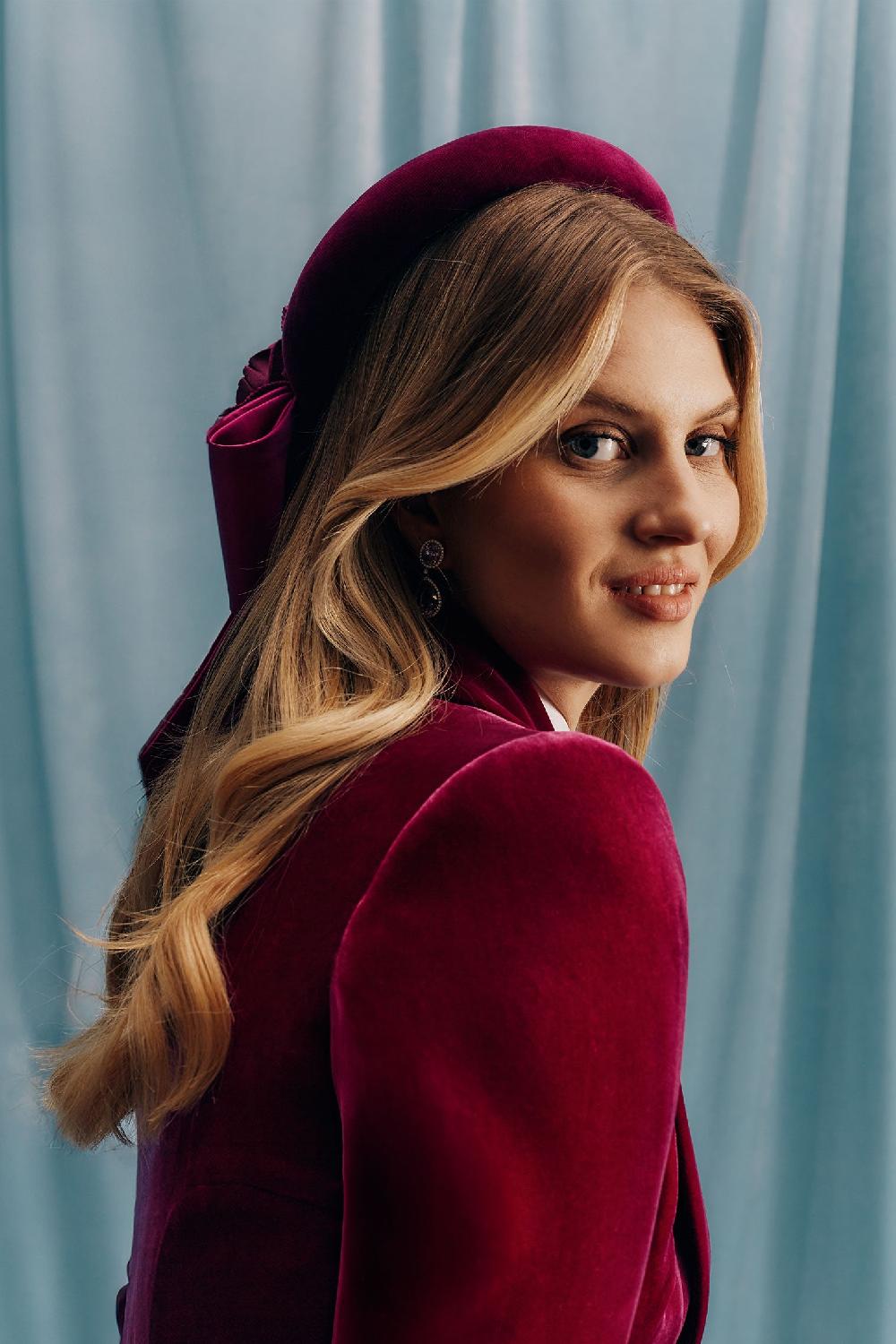 lock & co hatters Rialto Halo Velvet & Satin Purple Pillbox