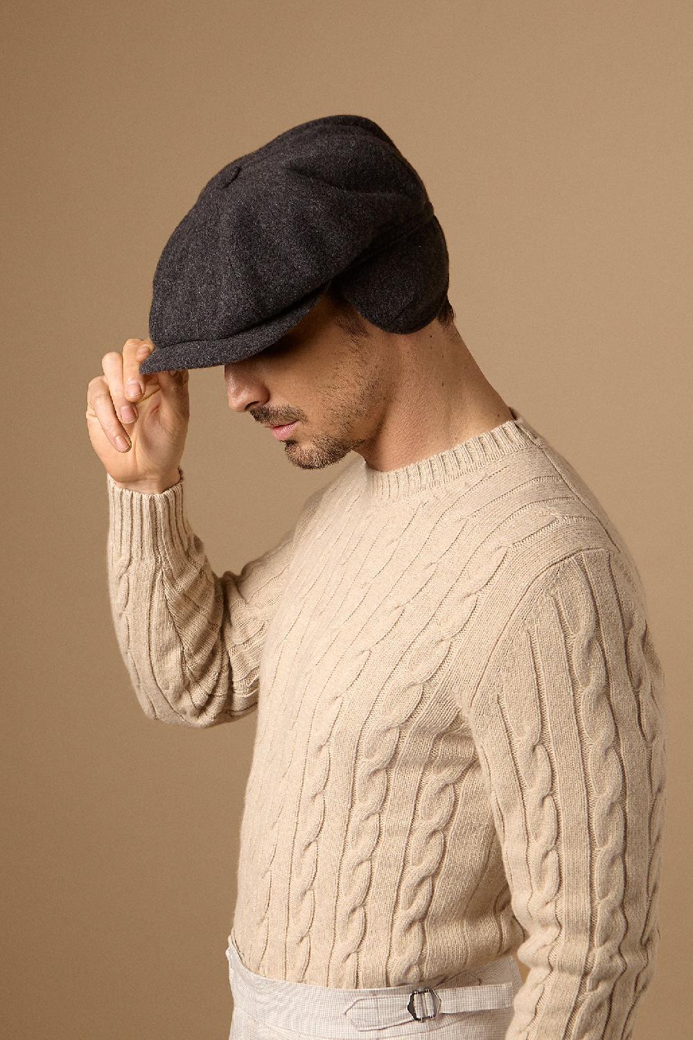 Lock & Co Hatters Snowdon Bakerboy Cap In Grey Cashmere