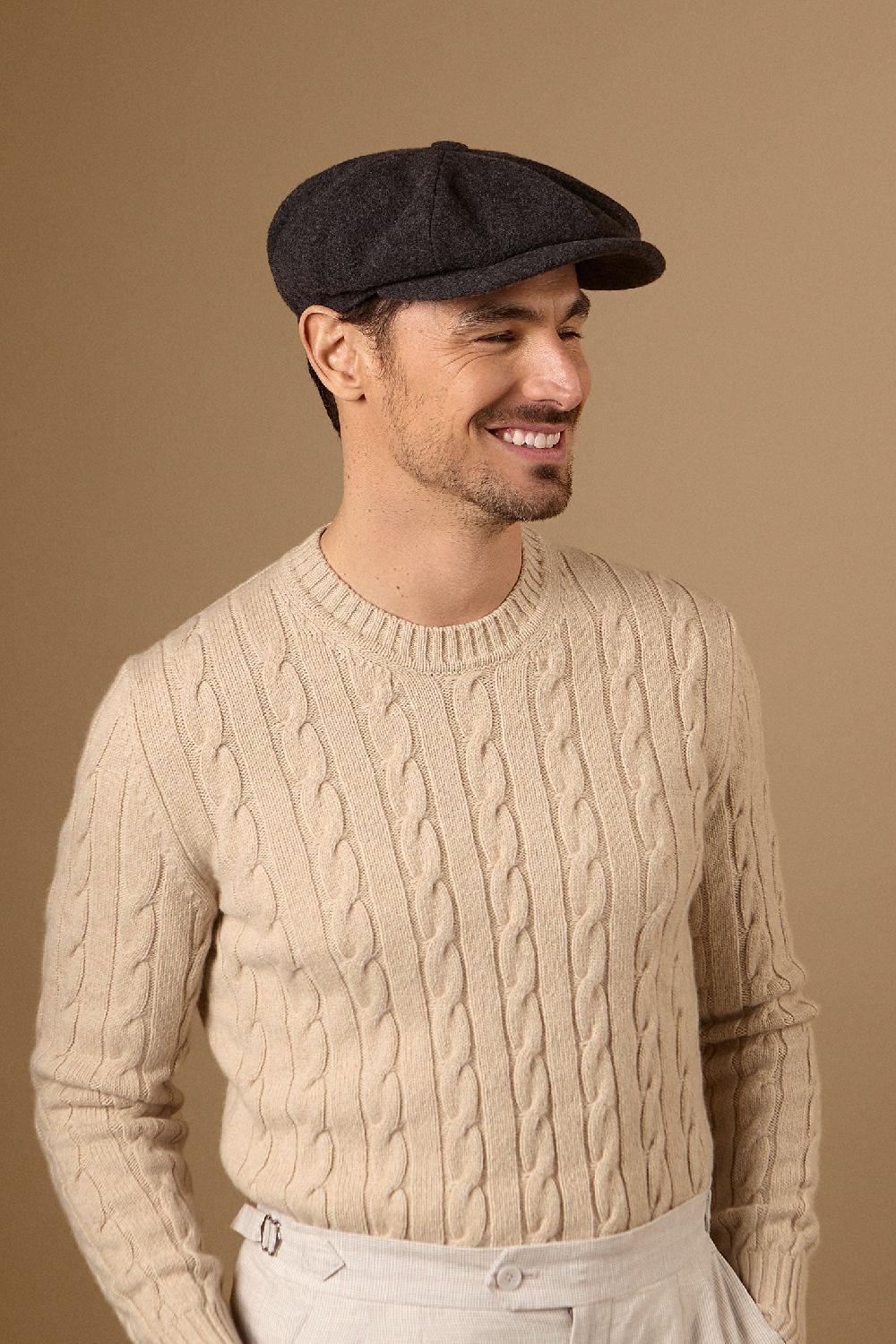 lock & co hatters Snowdon Bakerboy Cap In Grey Cashmere