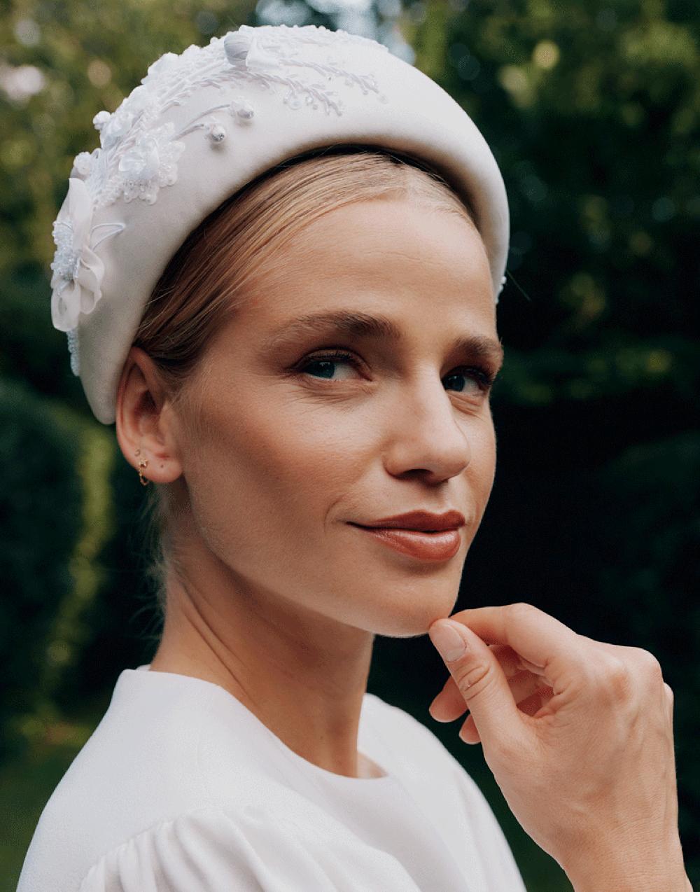 Lock & Co Hatters Snowdrop Ivory Headband Embroidered By The Royal School Of Needlework