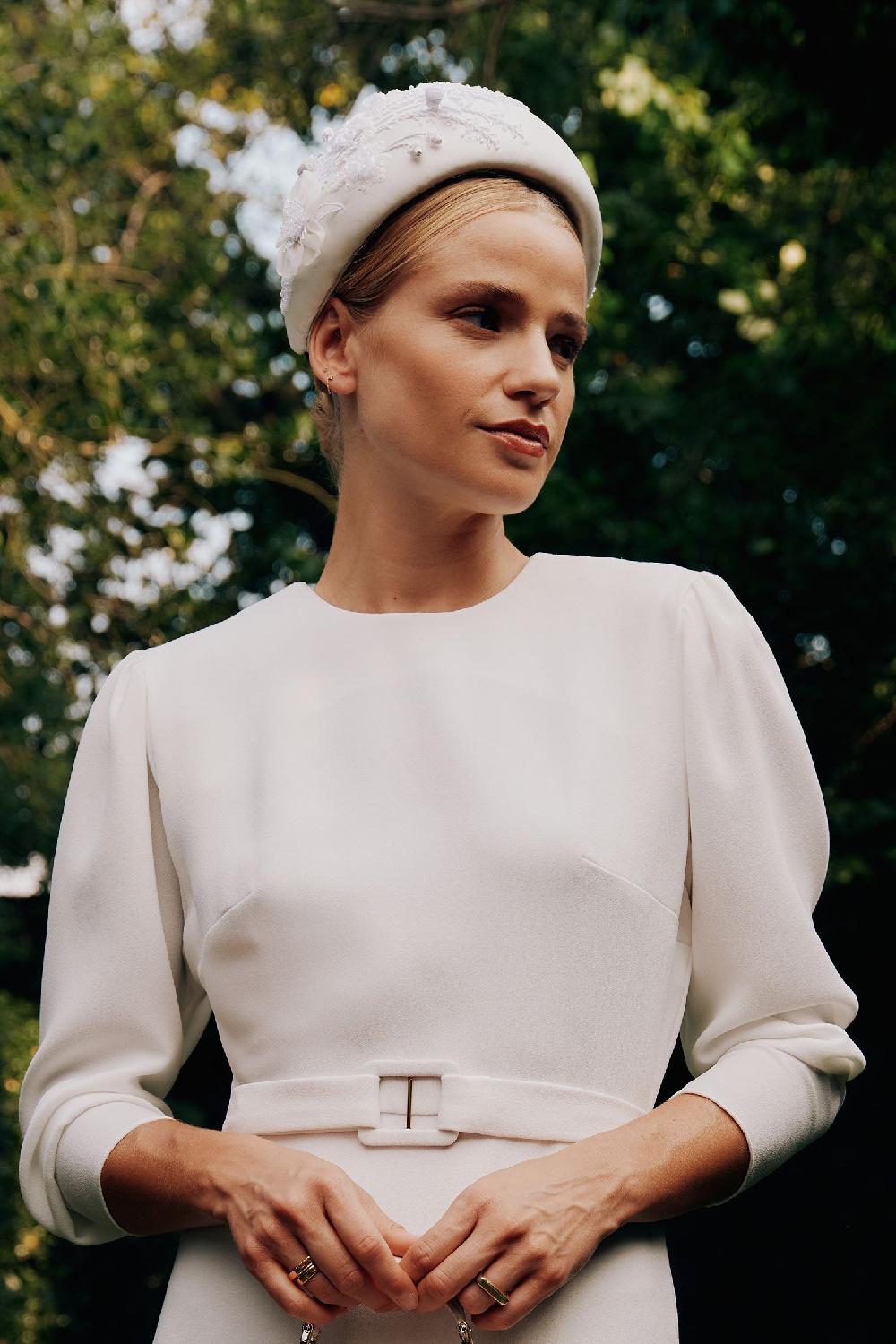 lock & co hatters Snowdrop Ivory Headband Embroidered By the Royal School of Needlework